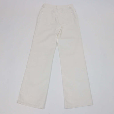 Chanel White Denim Floral Embroidered Cutout Straight Pants