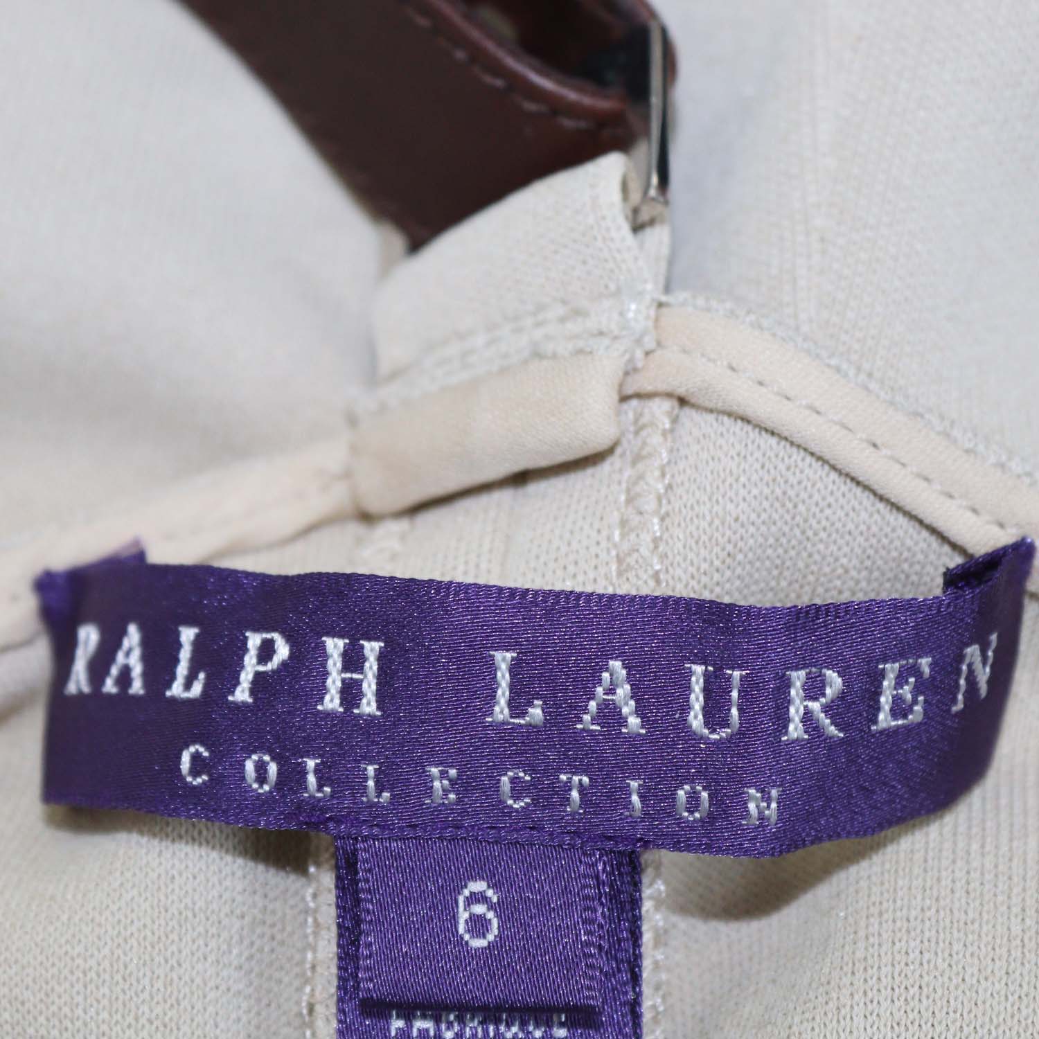Ralph Lauren Collection Beige Blend Viscose Leather Halterneck Maxi Dress