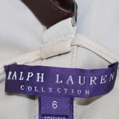 Ralph Lauren Collection Beige Blend Viscose Leather Halterneck Maxi Dress