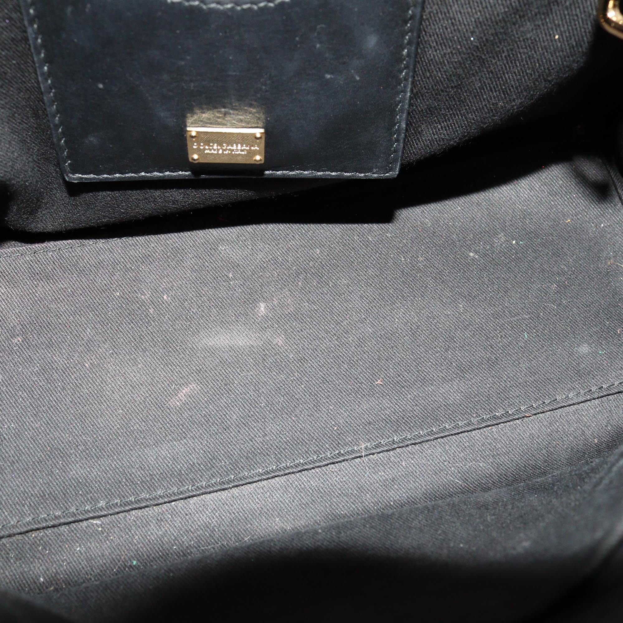 Dolce & Gabbana Black/Beige Leopard Print Small Miss Sicily Top Handle Bag Womens Dolce & Gabbana 