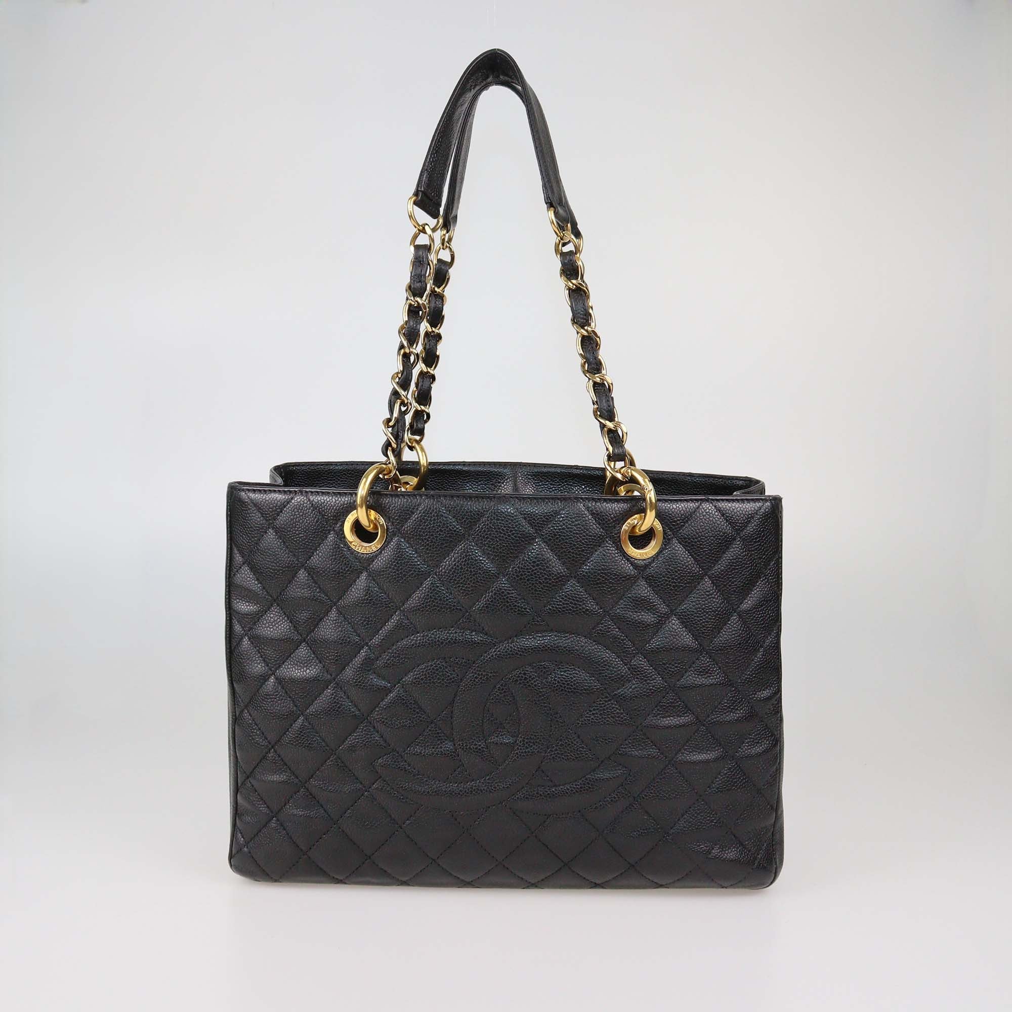 Chanel Black Quilted Caviar Leather Grand Shopper Tote