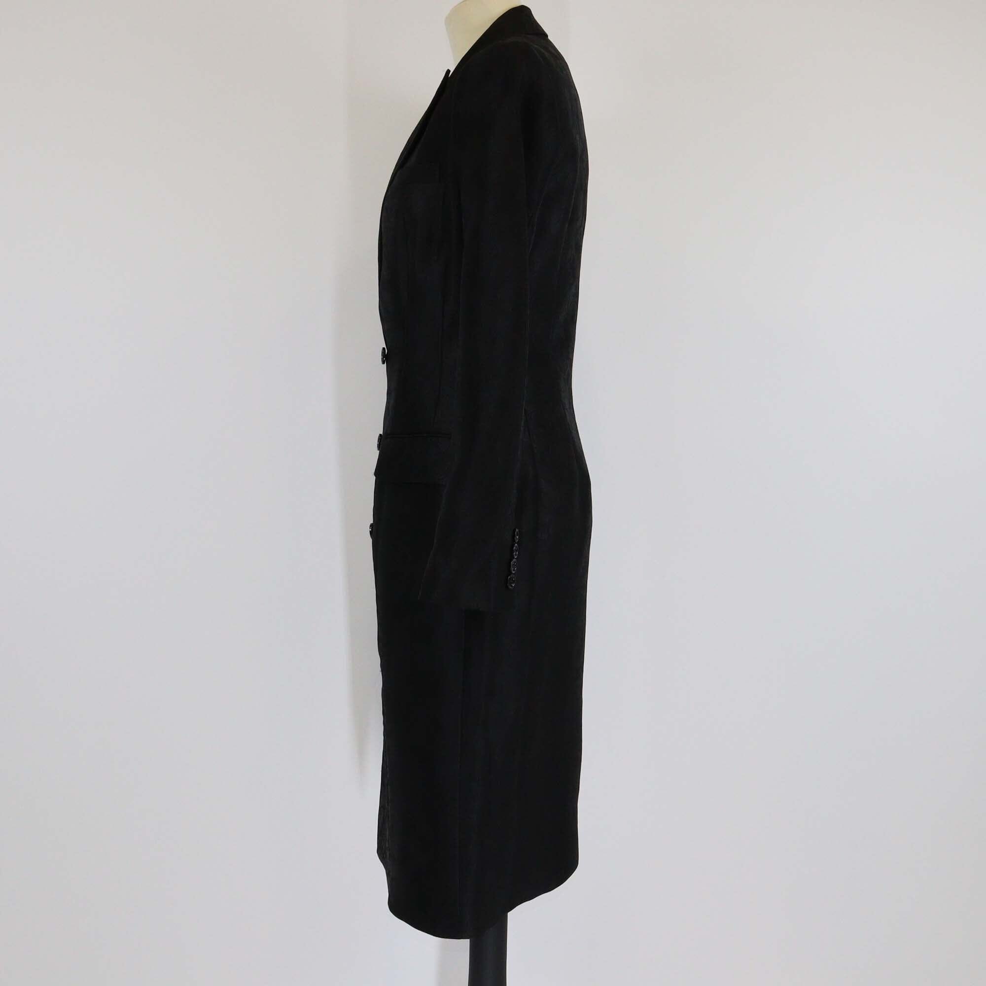 Ralph Lauren Black Floral Textured Blended Long Silk Coat Womens Ralph Lauren Collection 