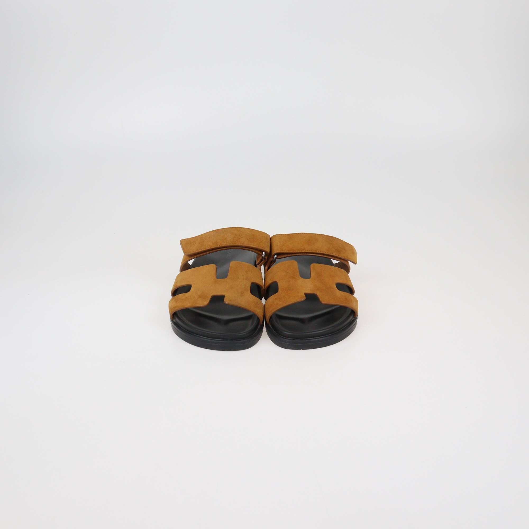 Hermes Naturel Suede Chypre Sandals Womens Hermes 