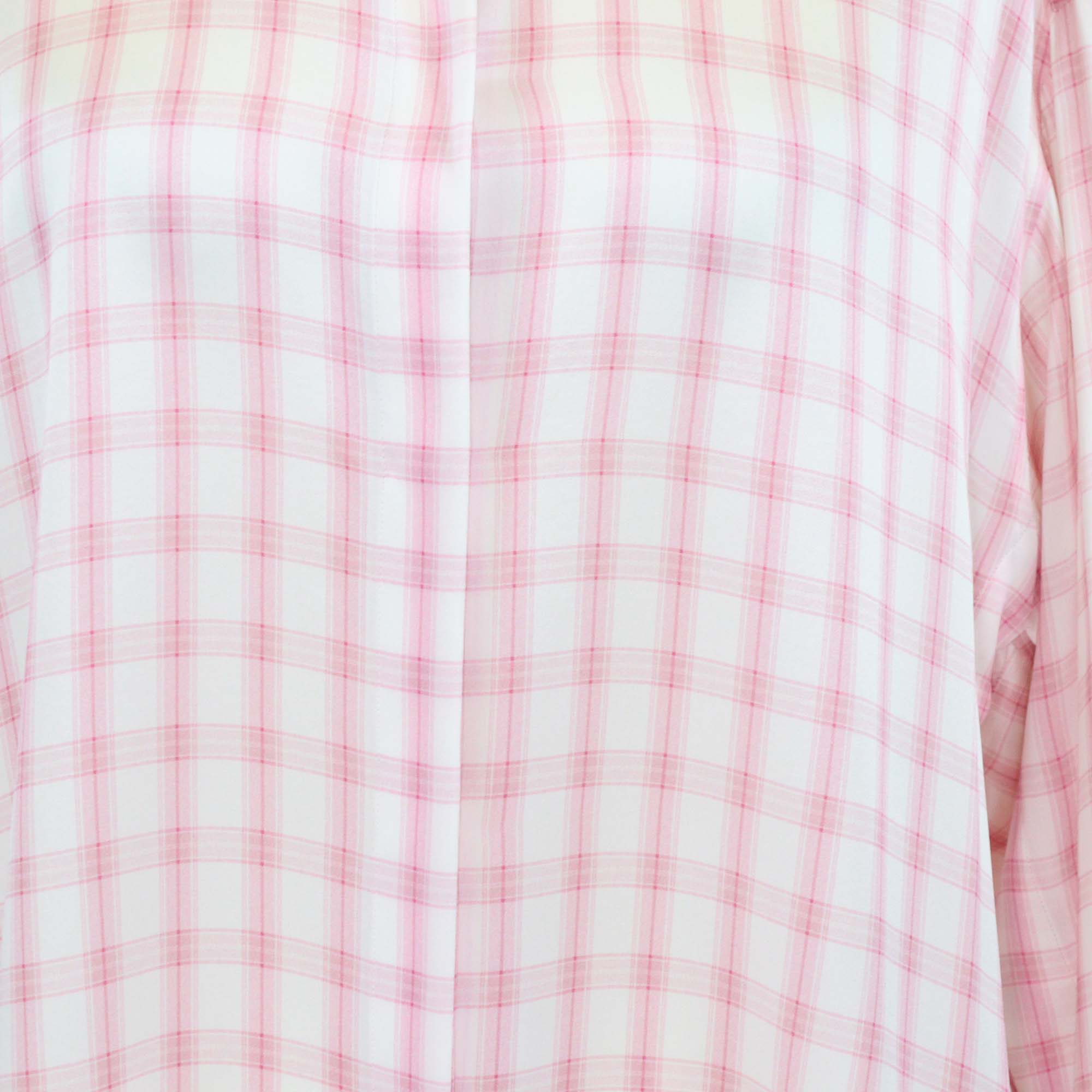 Loewe Pink/White Silk Oversized Checkered Patterned Long Sleeve Shirt
