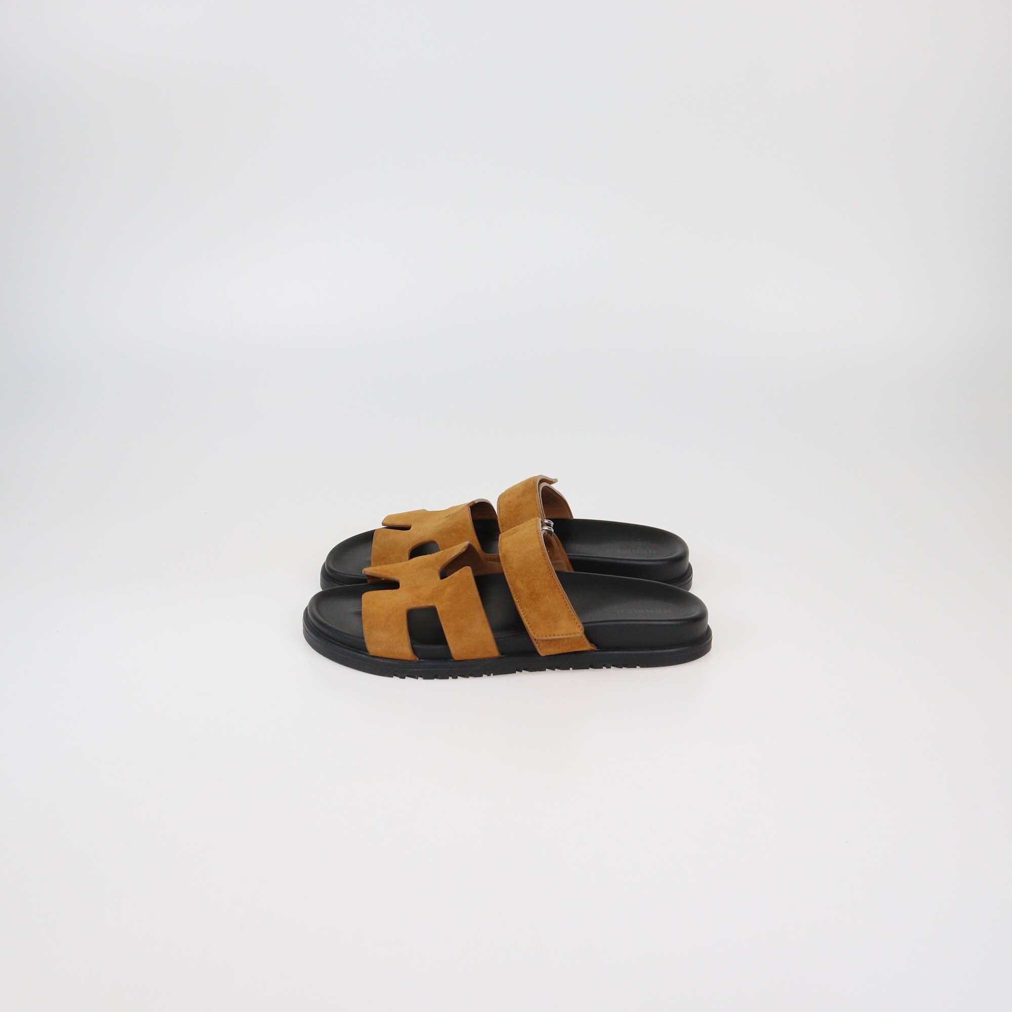 Hermes Naturel Suede Chypre Sandals Womens Hermes 