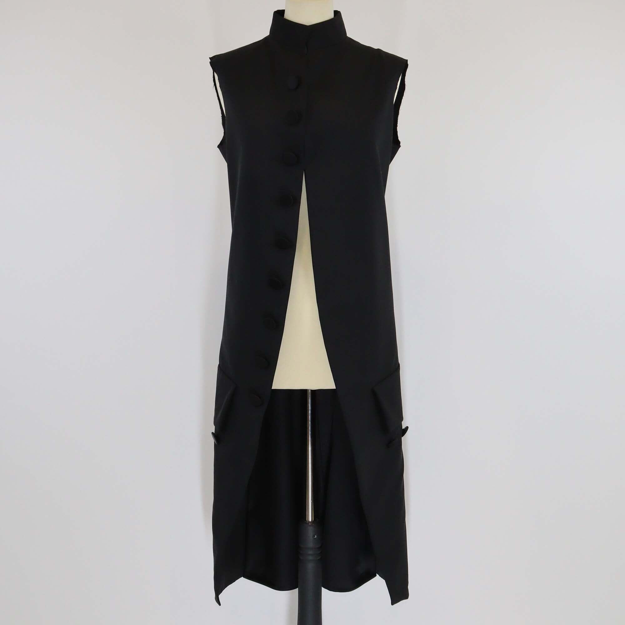 Maison Margiela Black Wool Buttons Up Sleeveless Long Vest Womens Maison Margiela 