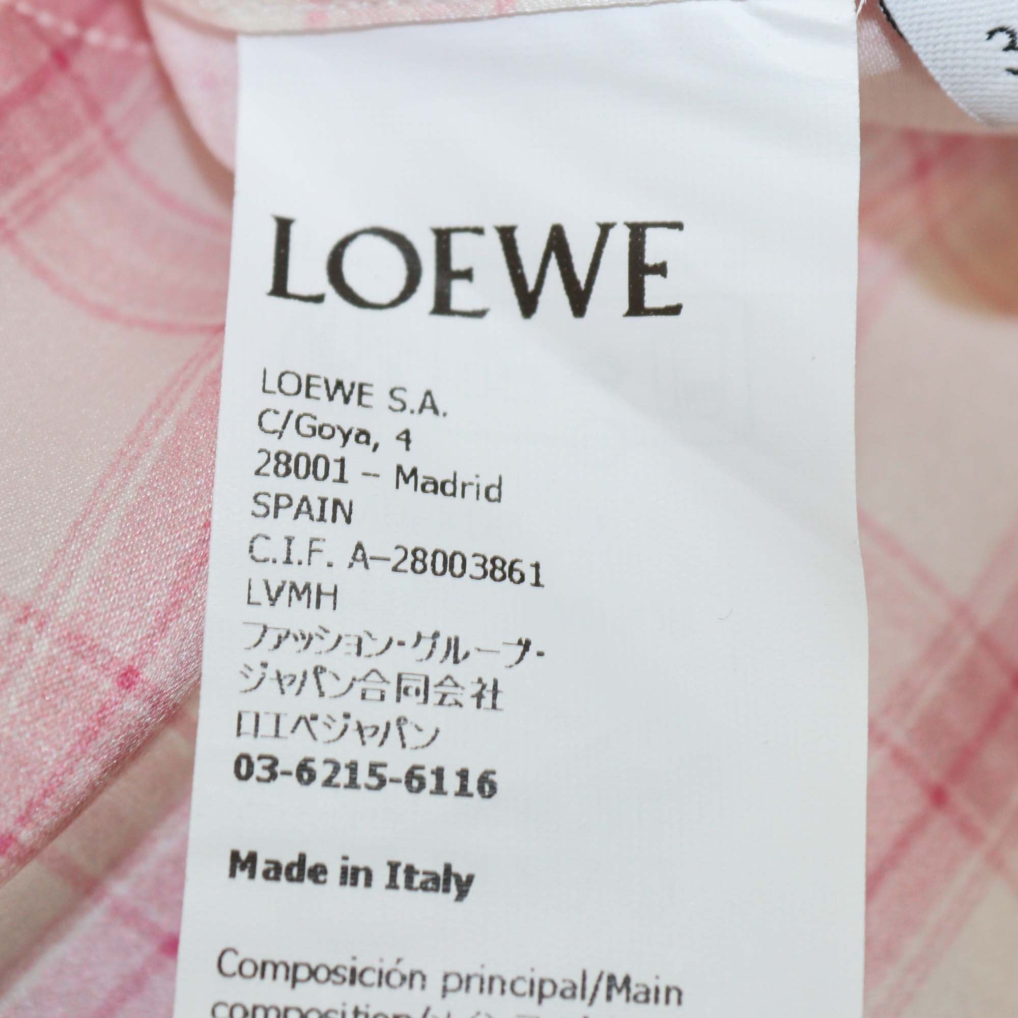 Loewe Pink/White Silk Oversized Checkered Patterned Long Sleeve Shirt