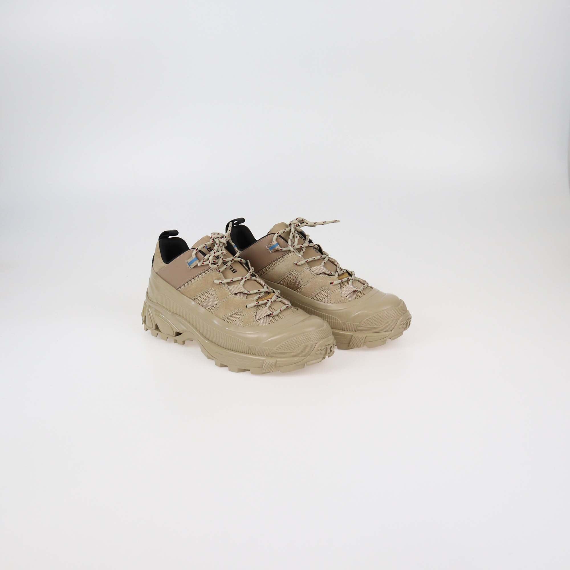Burberry Beige Suede & Rubber Arthur Low Top Sneakers Womens Burberry 