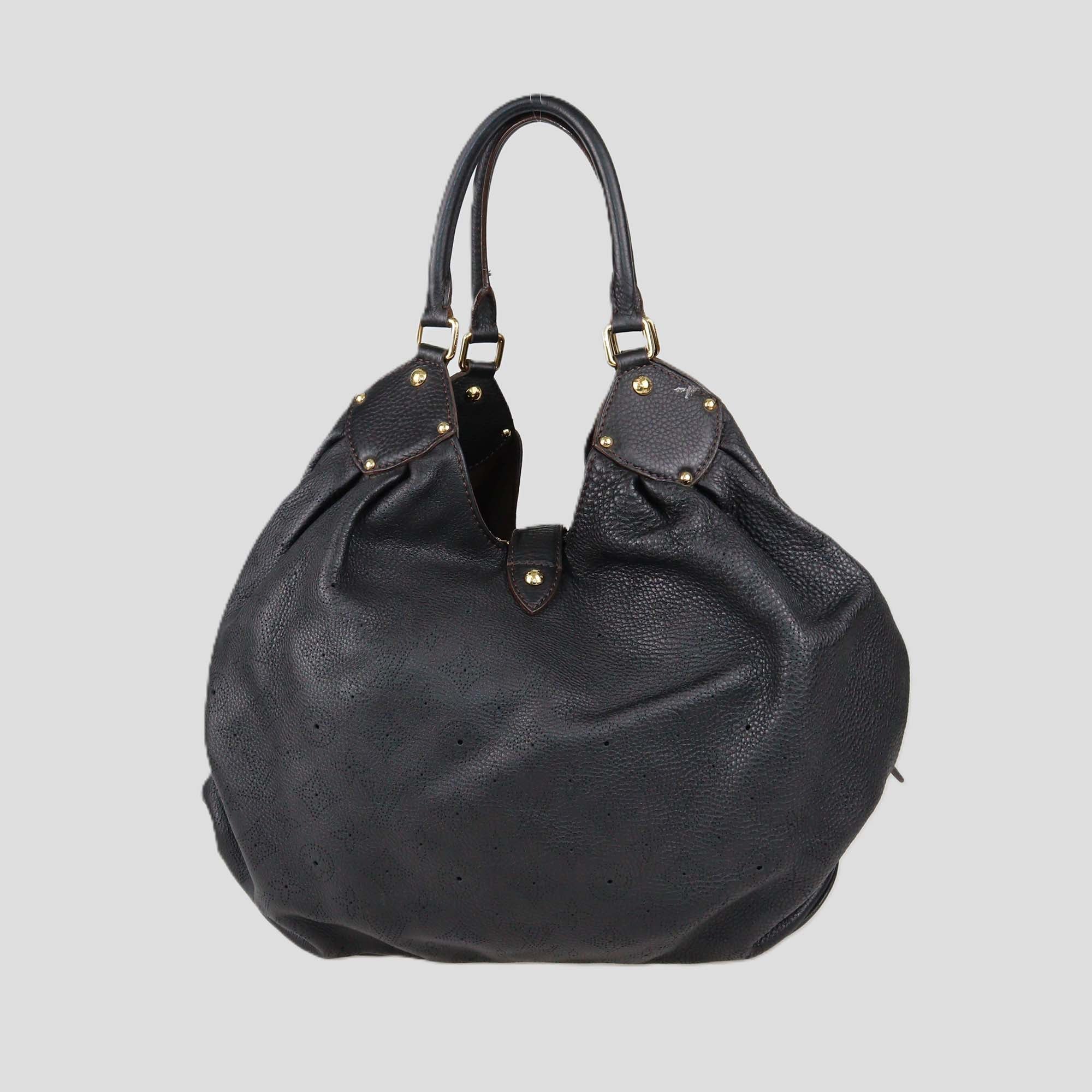Louis Vuitton Black Monogram Mahina Leather XL Surya Bag