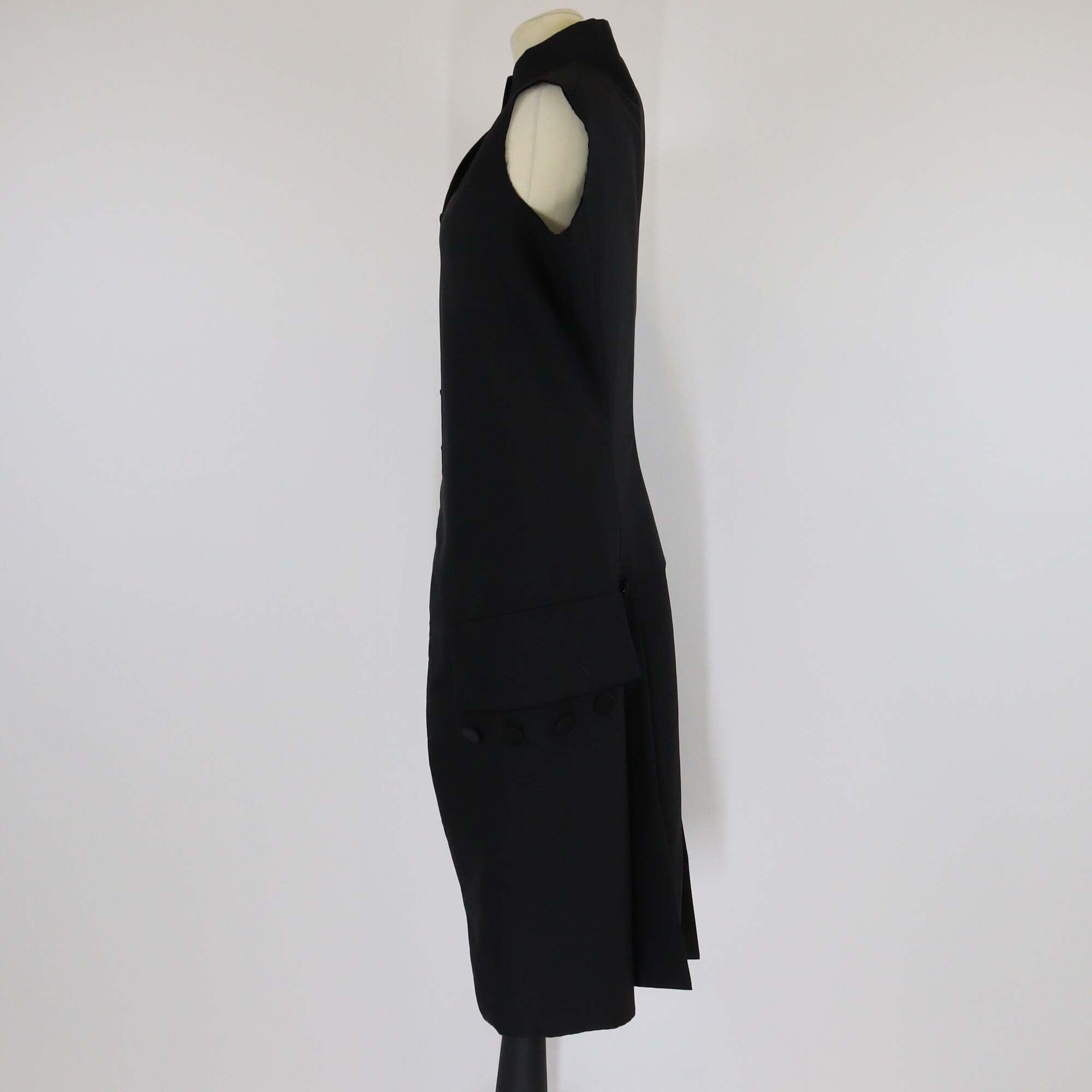 Maison Margiela Black Wool Buttons Up Sleeveless Long Vest Womens Maison Margiela 