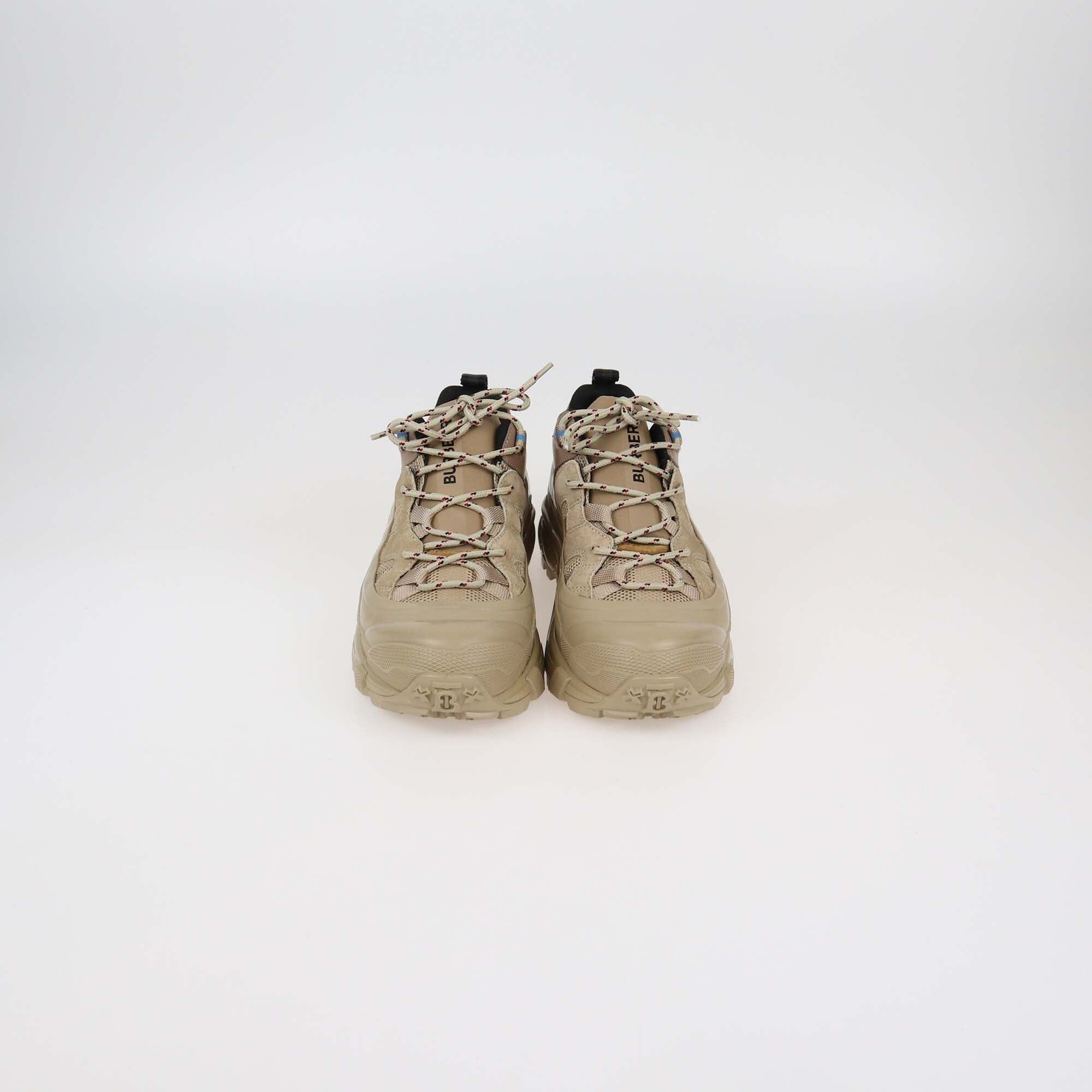 Burberry Beige Suede & Rubber Arthur Low Top Sneakers Womens Burberry 