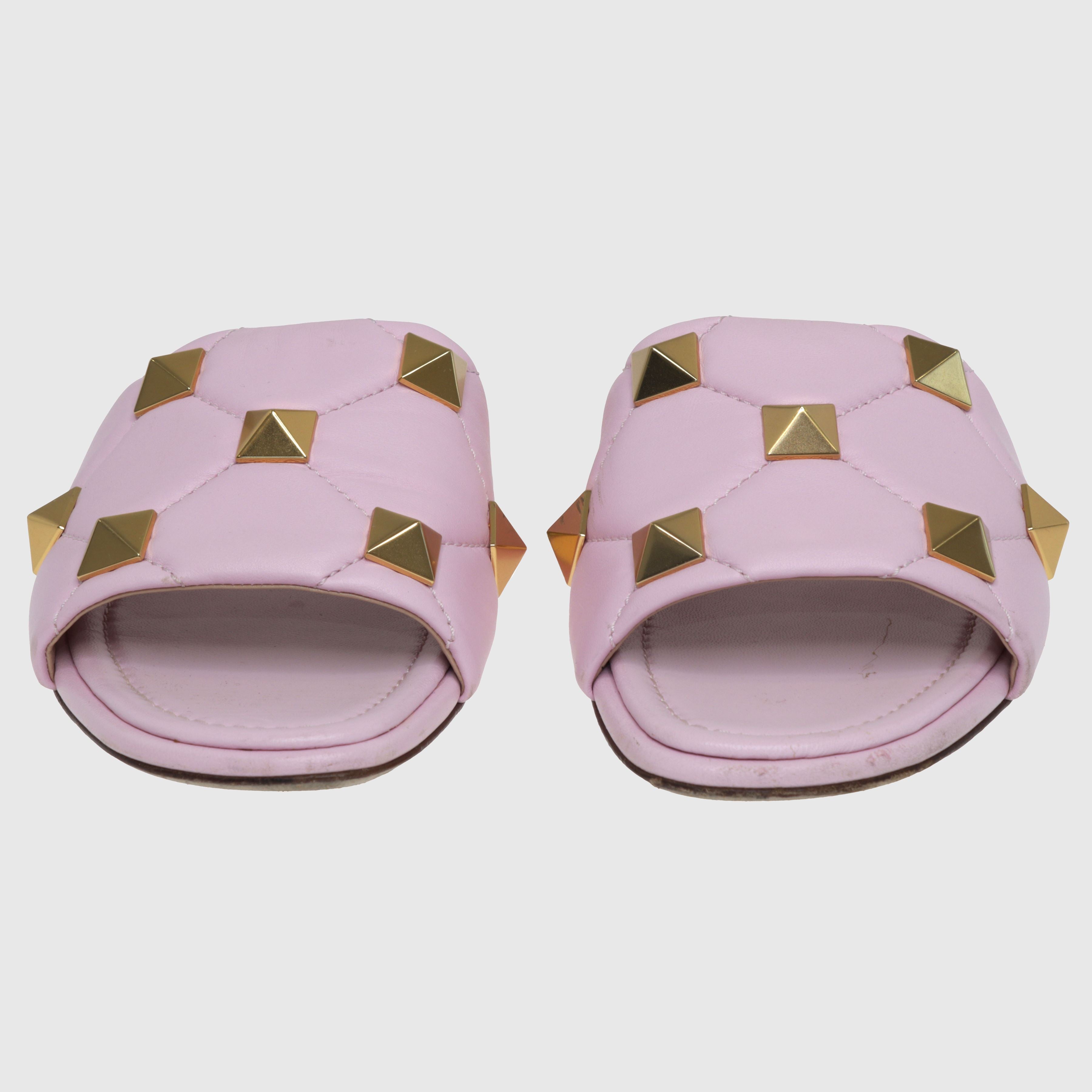 Pink Oversized Rockstud Slide Shoes Valentino 
