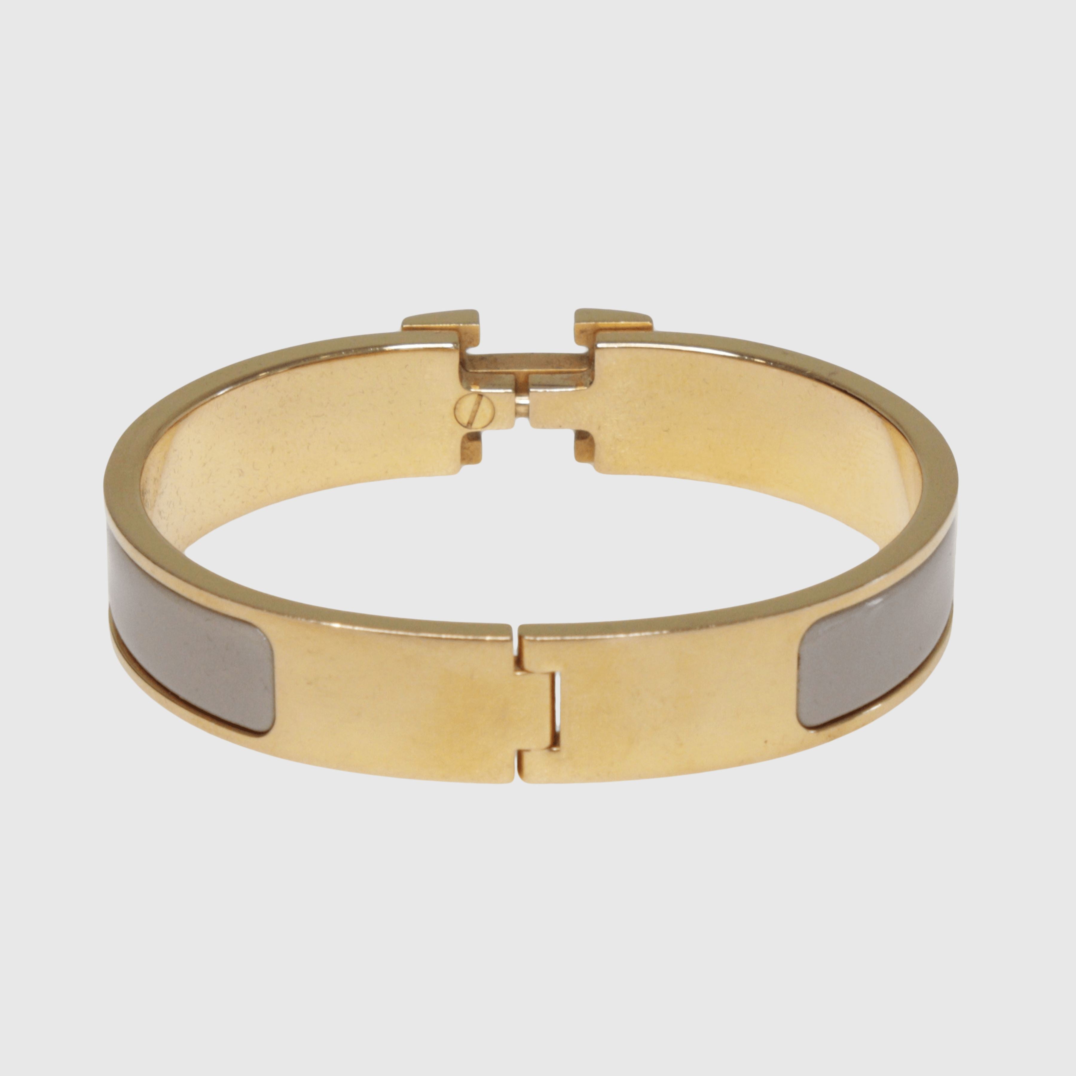 Grey/Gold Clic H Bangle