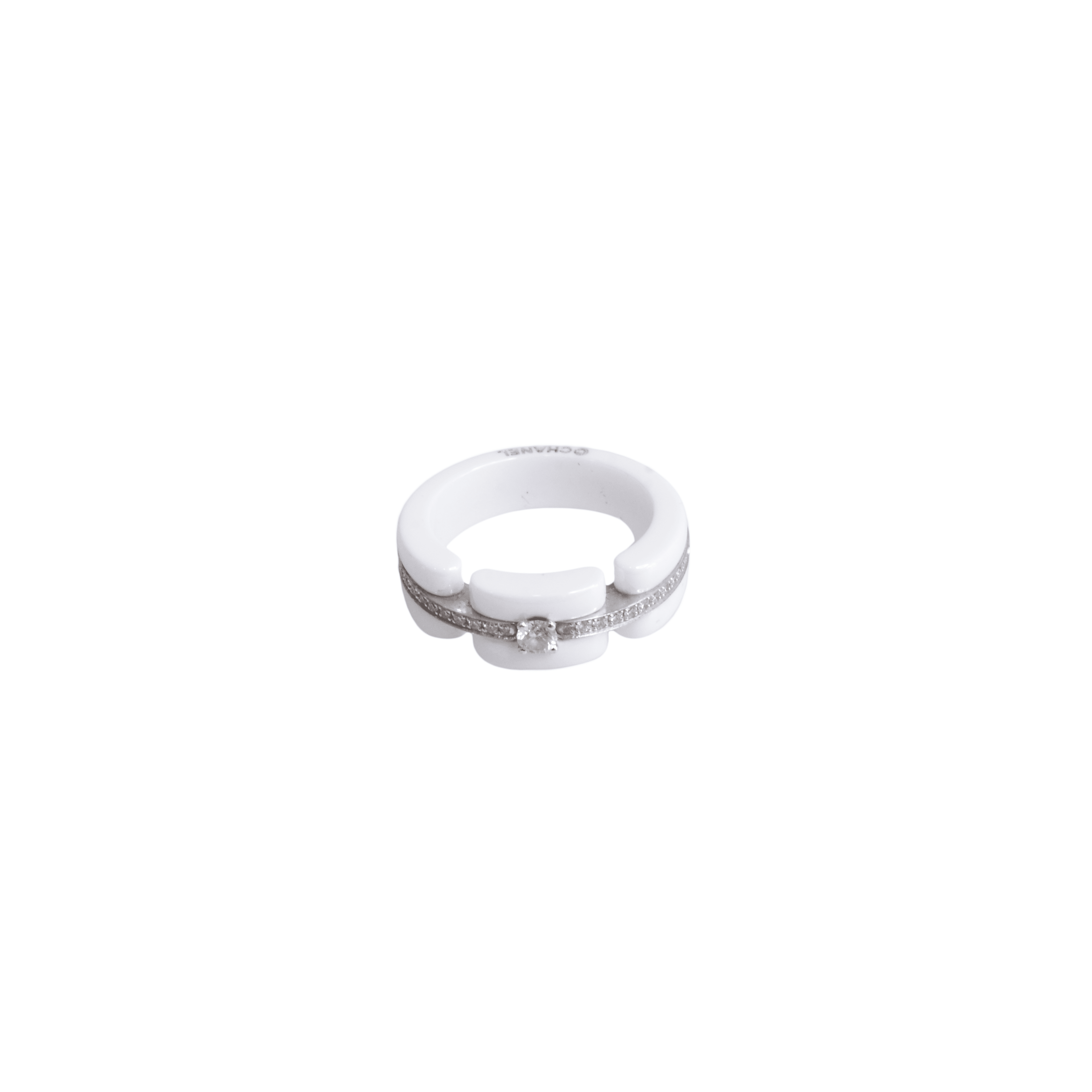 Ultra Diamonds White Ceramic White Gold Band Ring Accessories Chanel