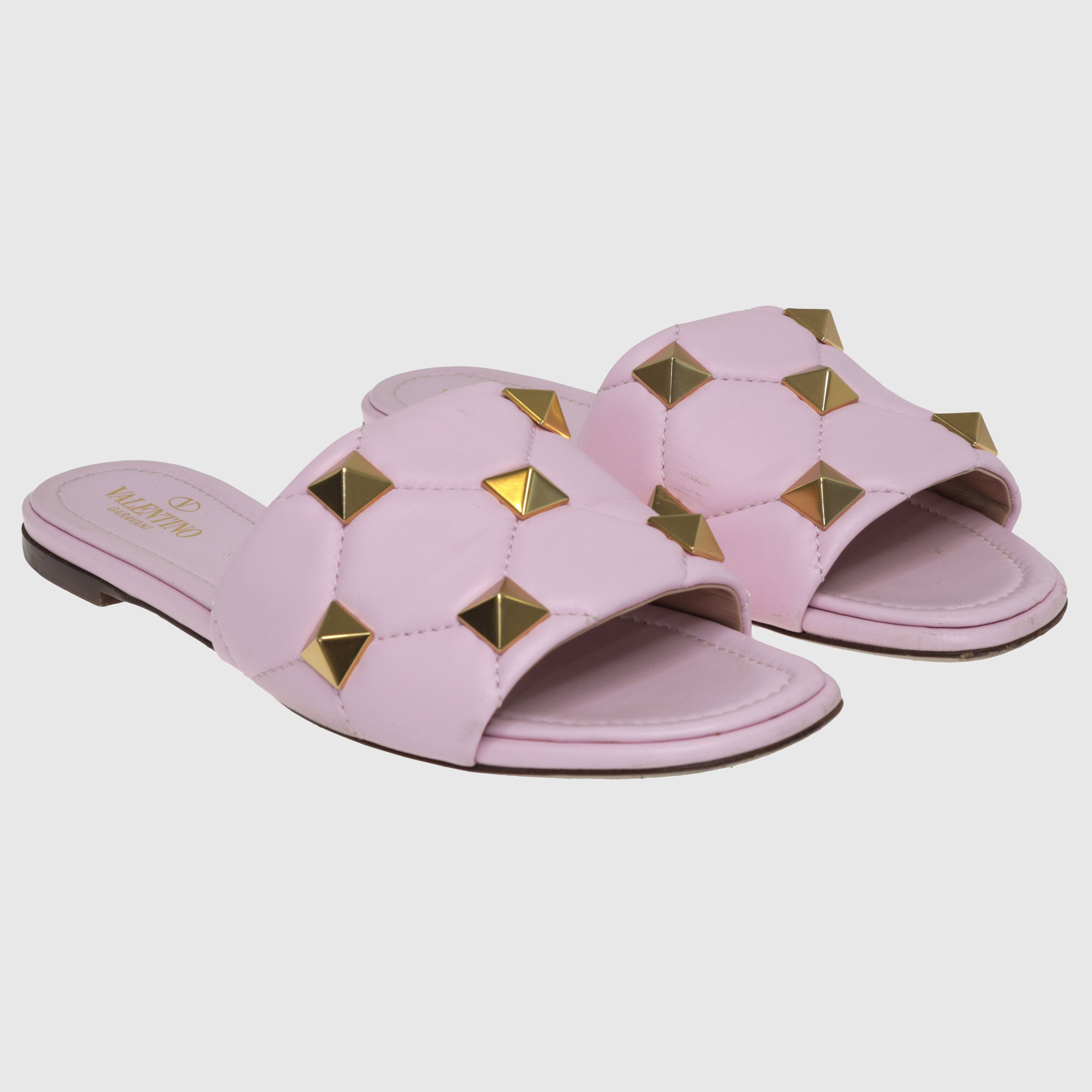 Pink Oversized Rockstud Slide Shoes Valentino 