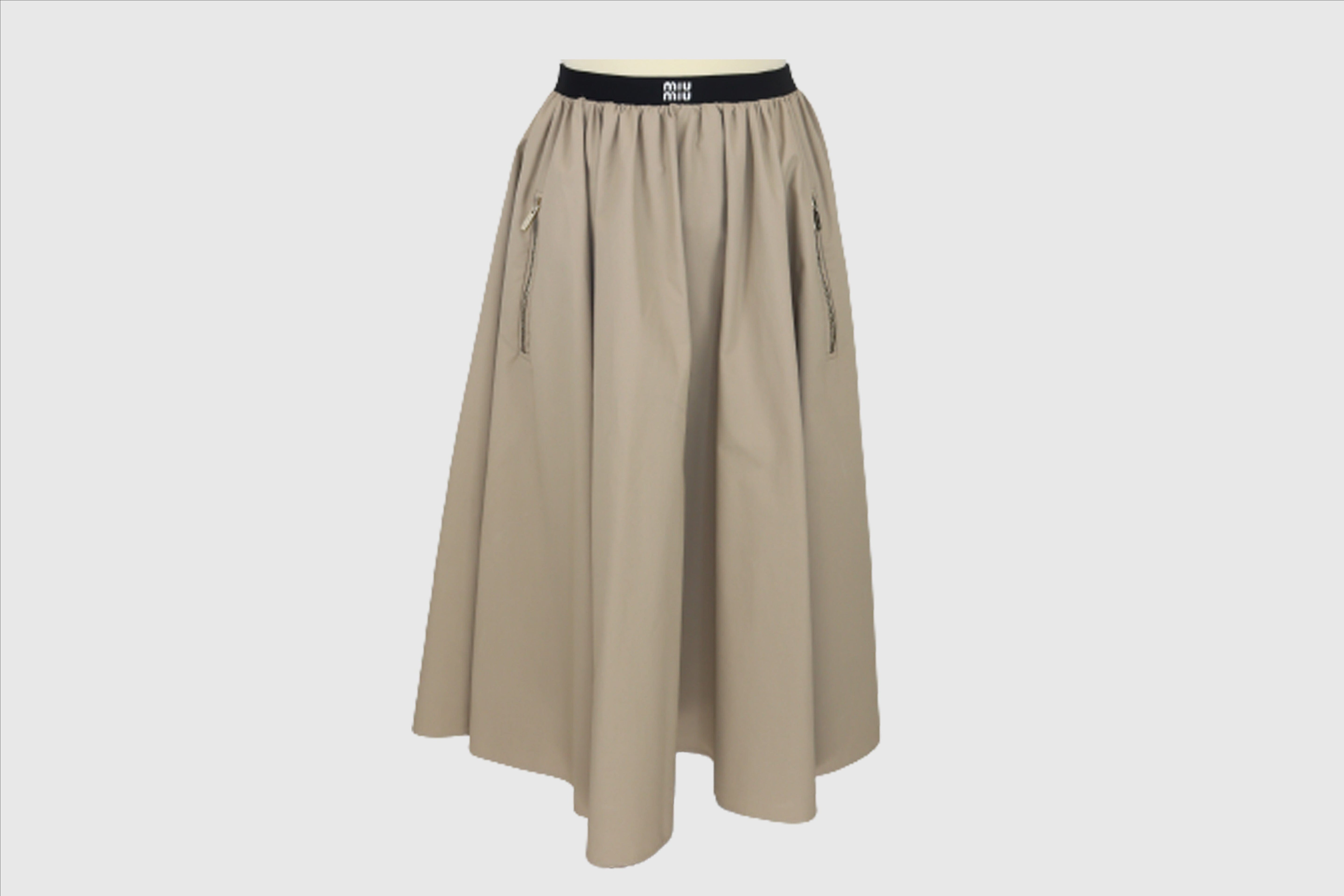 Black/Beige Long Poplin Skirt Clothing Miu Miu 