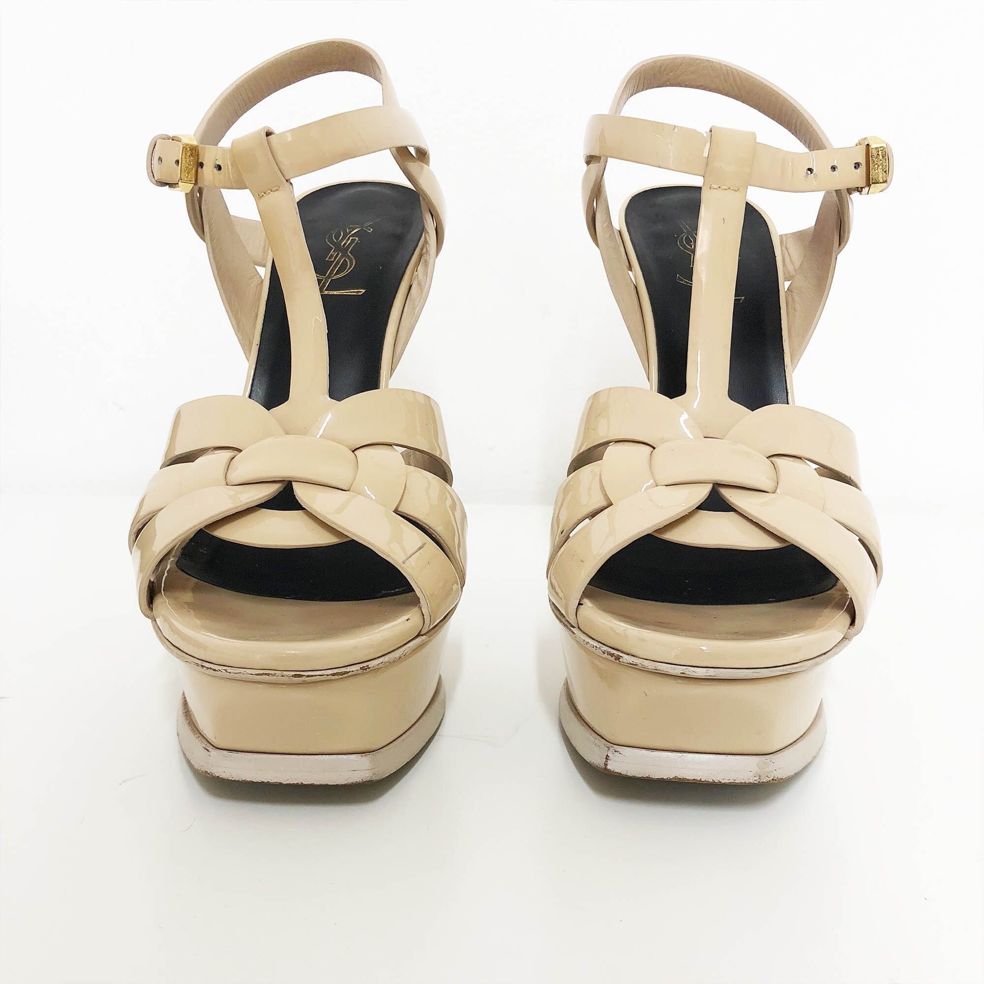 Beige Tribute Platform Sandal Shoes Saint Laurent