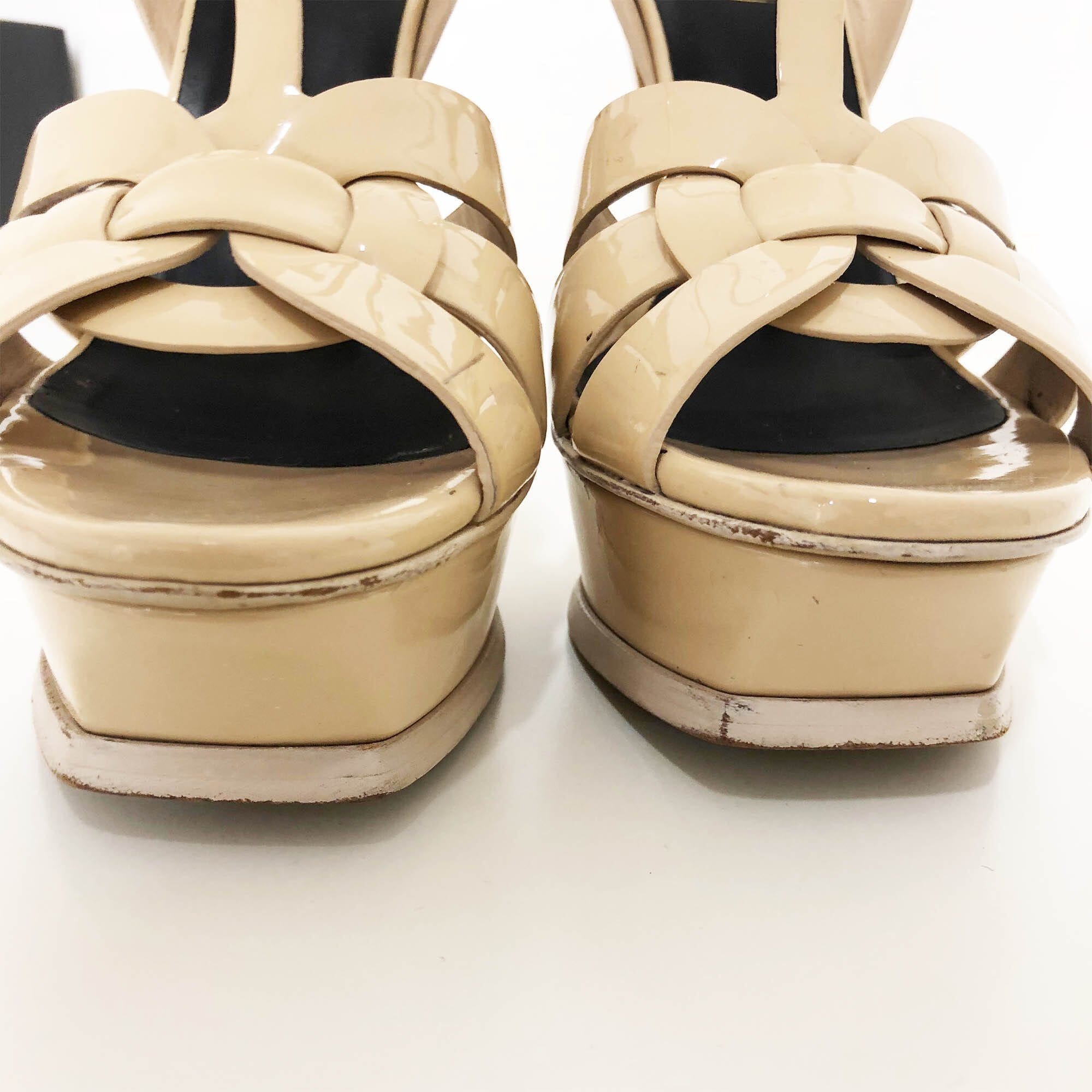 Beige Tribute Platform Sandal Shoes Saint Laurent