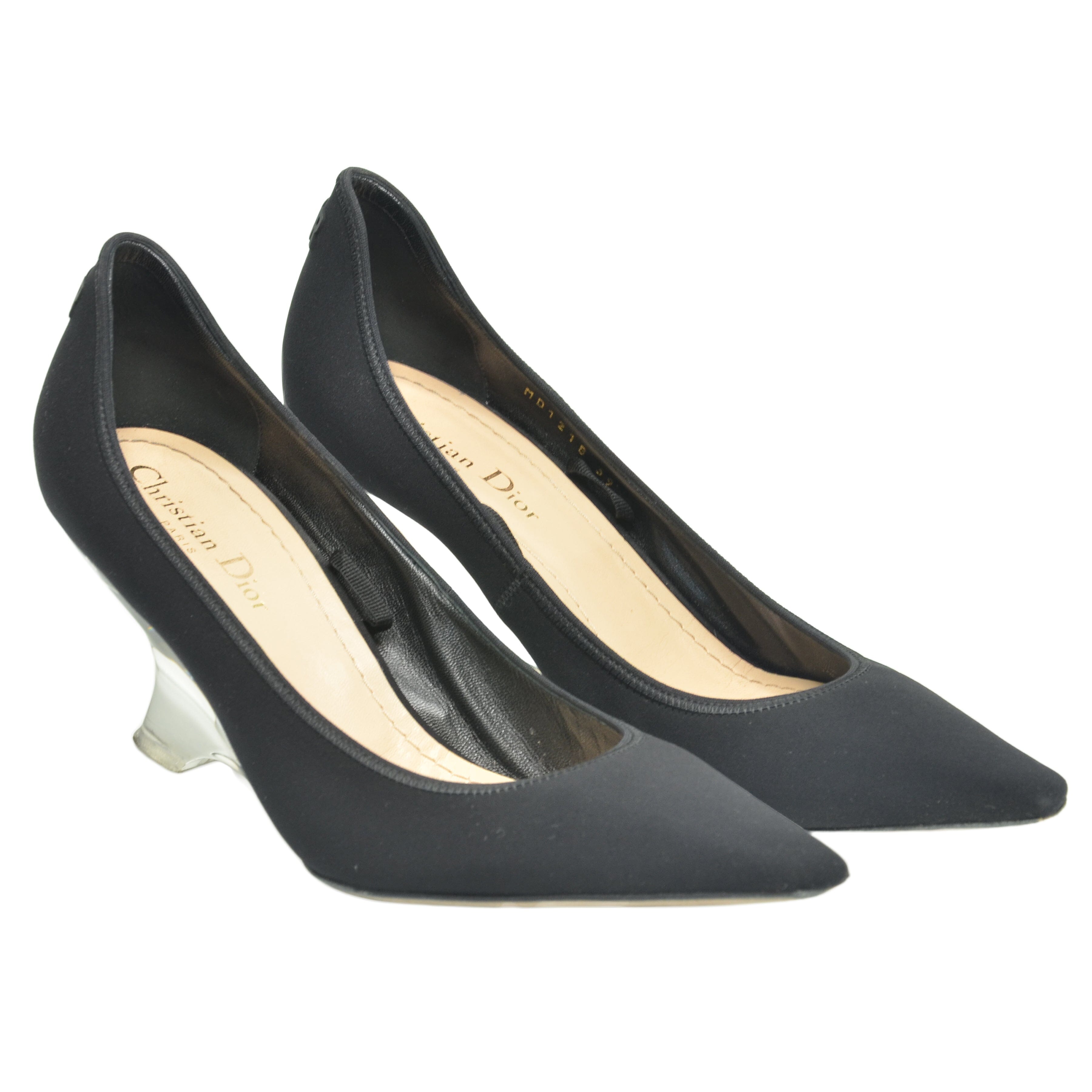 Black "Dior Embossed" Etoile Pointed Toe Lace up Pumps