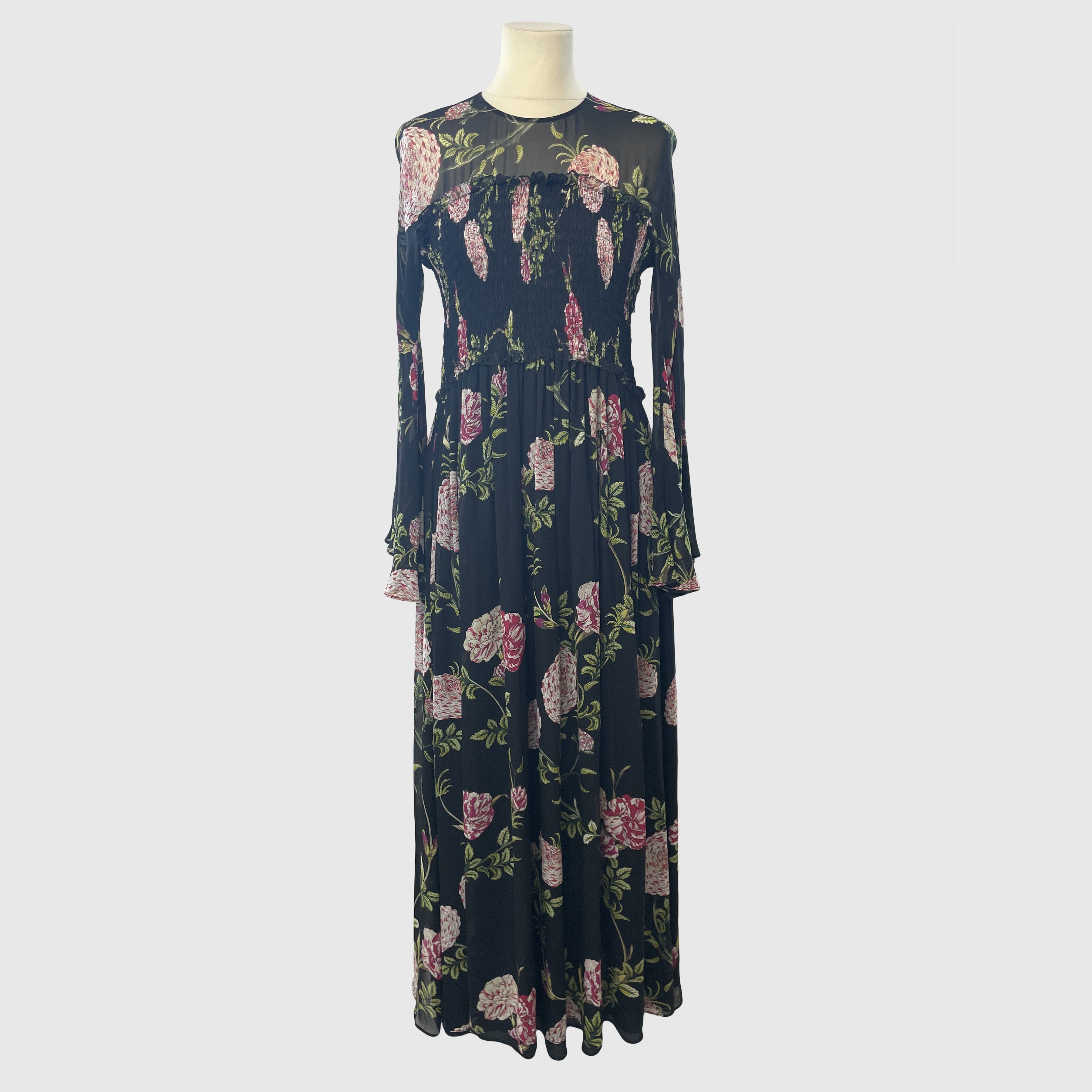 Black/Multicolor Floral Printed Maxi Dress
