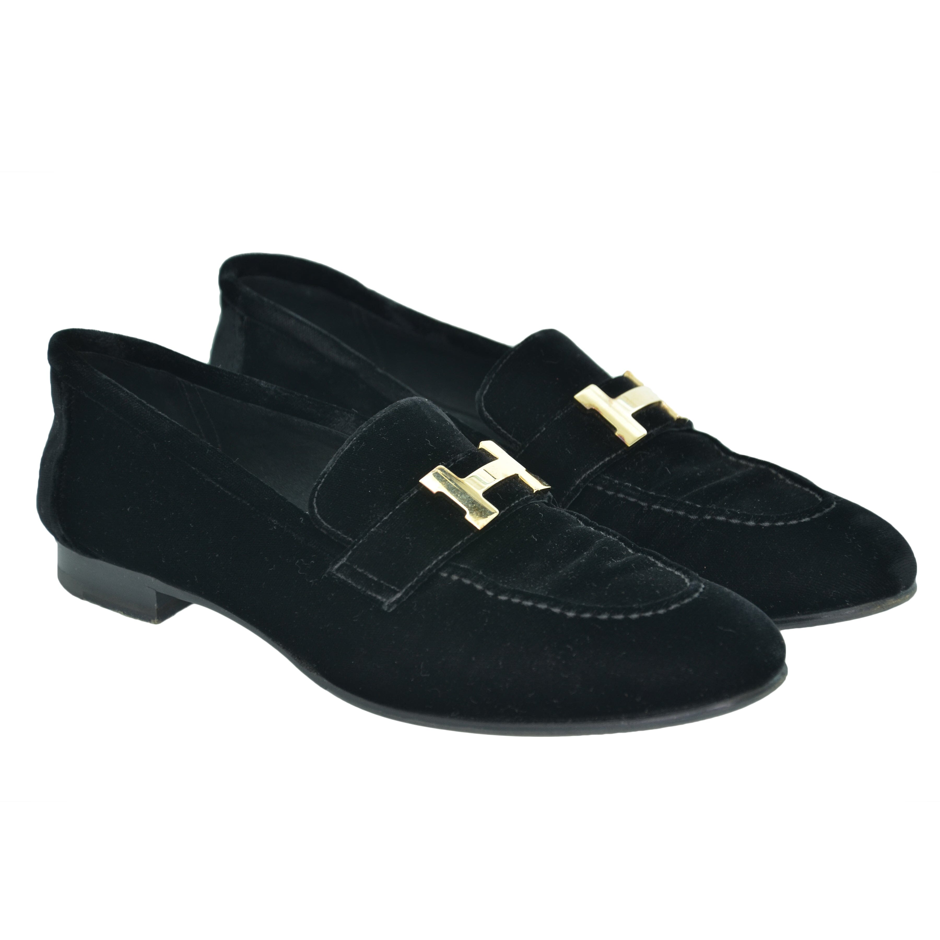 Hermes Black Suede Paris Loafers