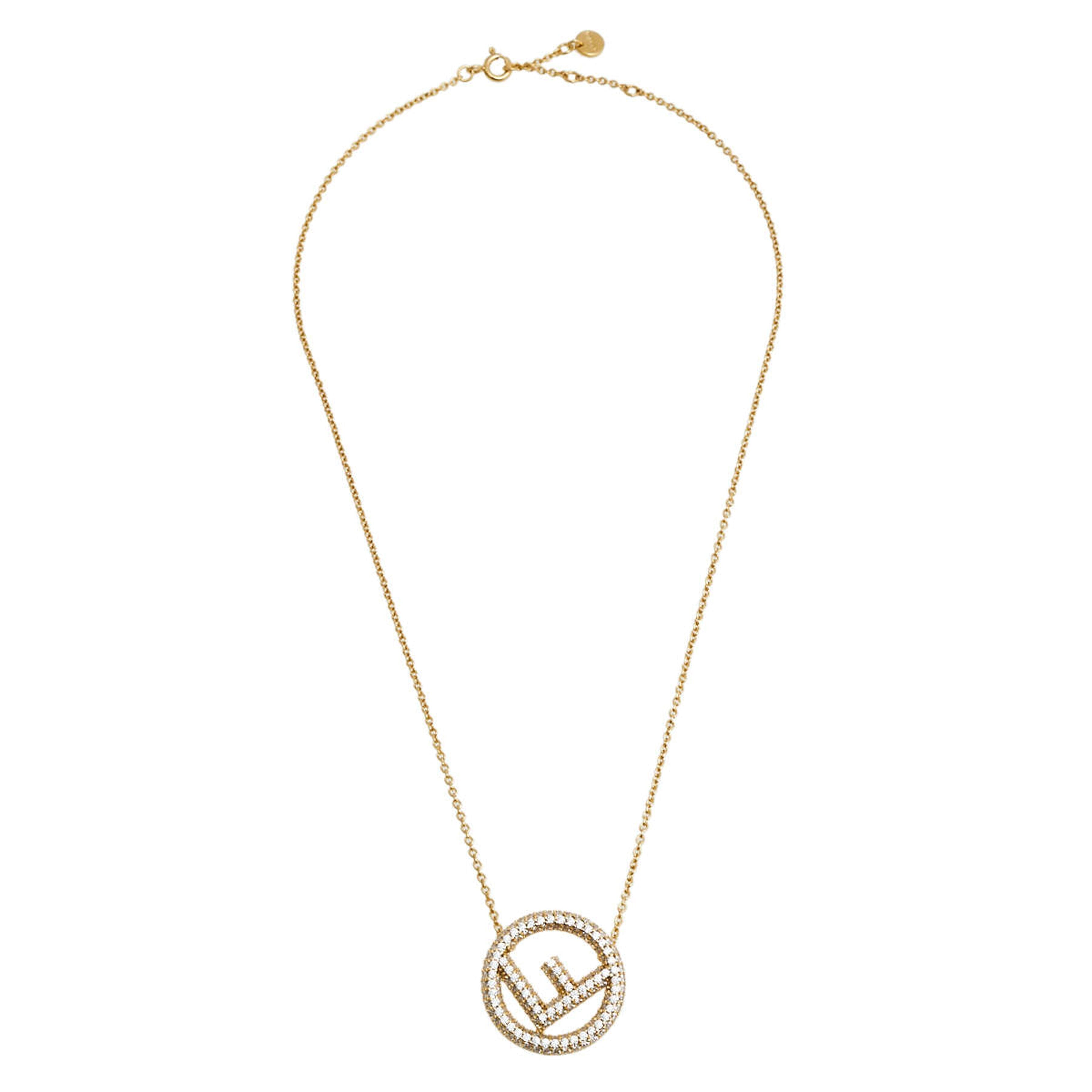 Gold-tone Crystal Logo F is Fendi Necklace