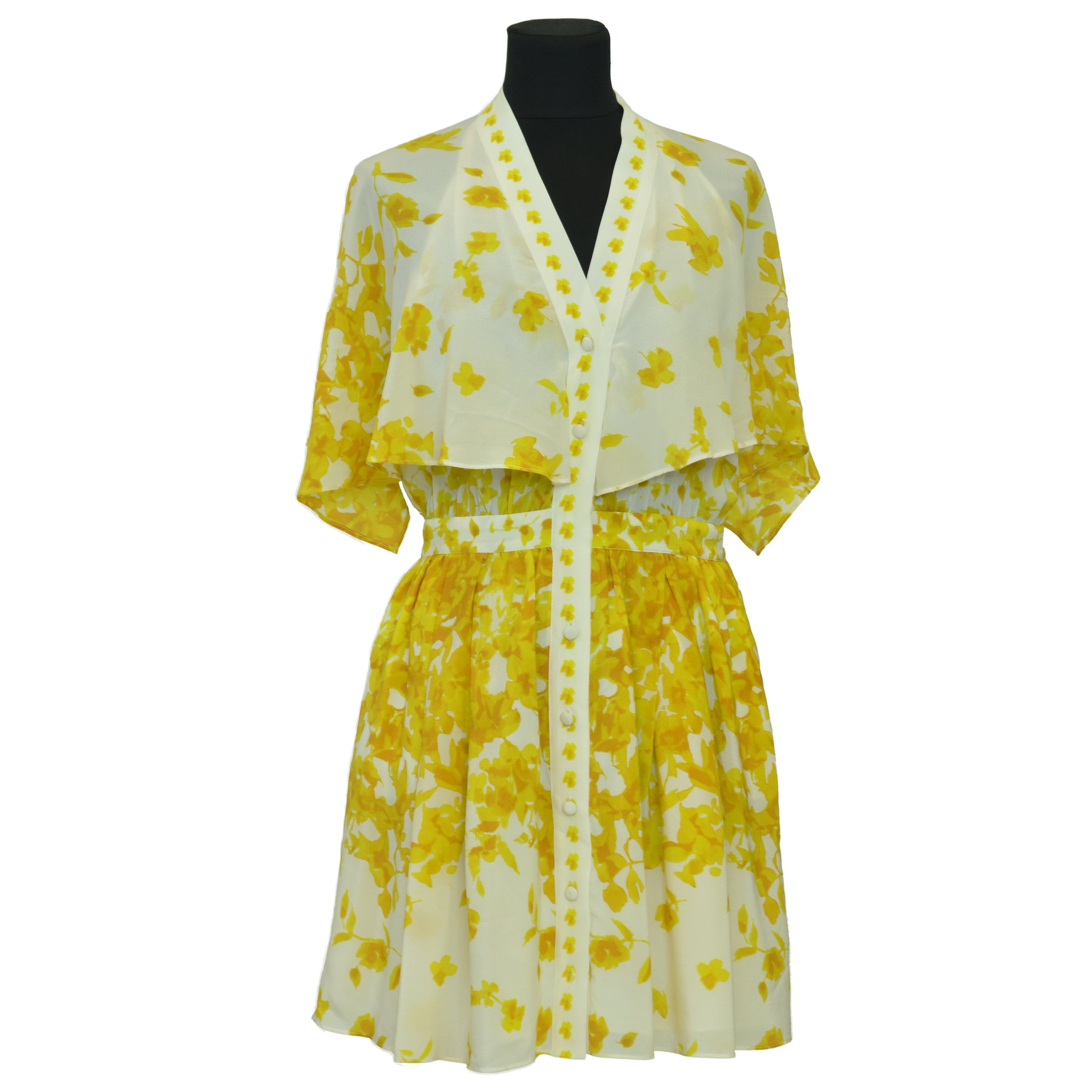 Yellow/White Printed Open Back Dress