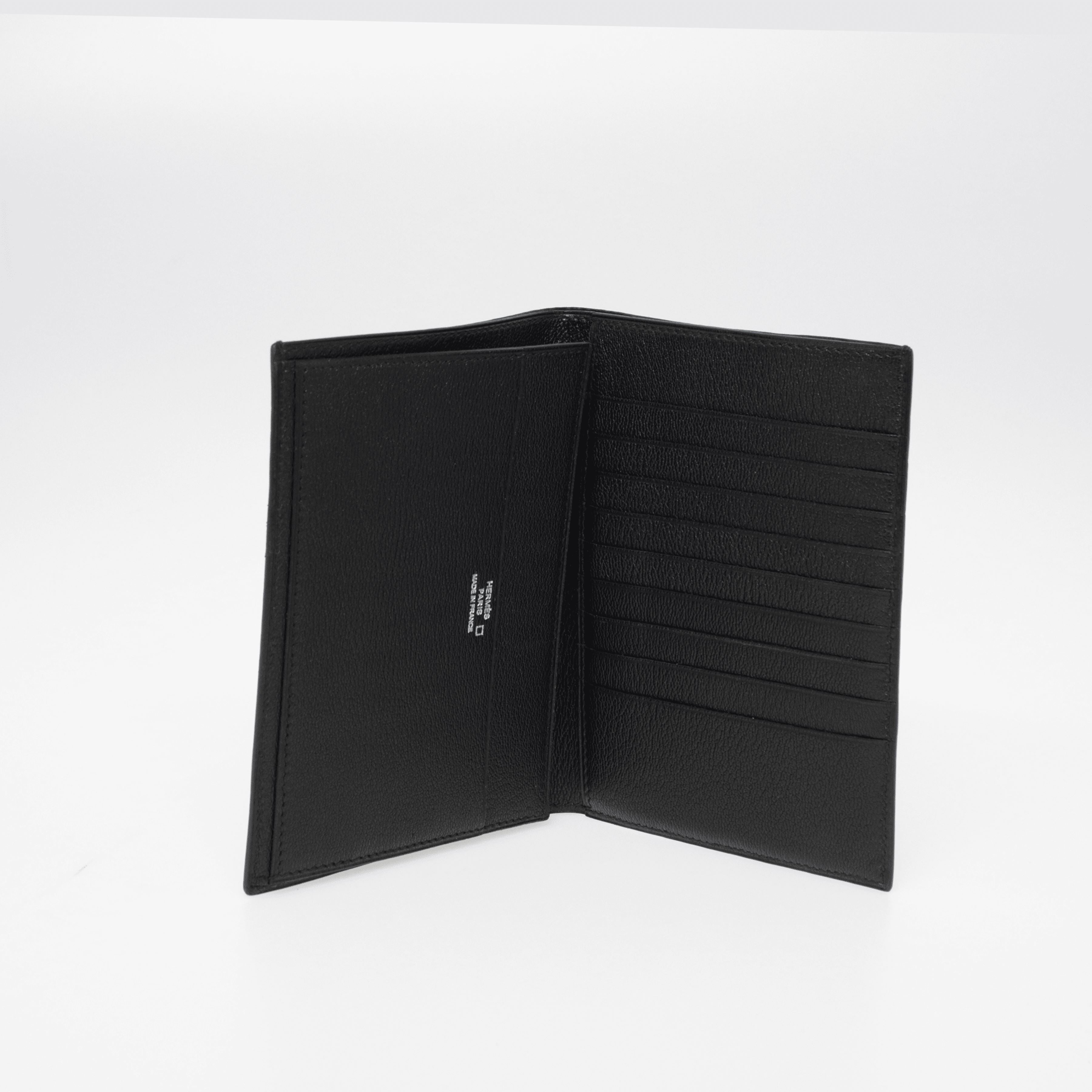 Black Shiny Card Holder Wallet Accessories Hermes 