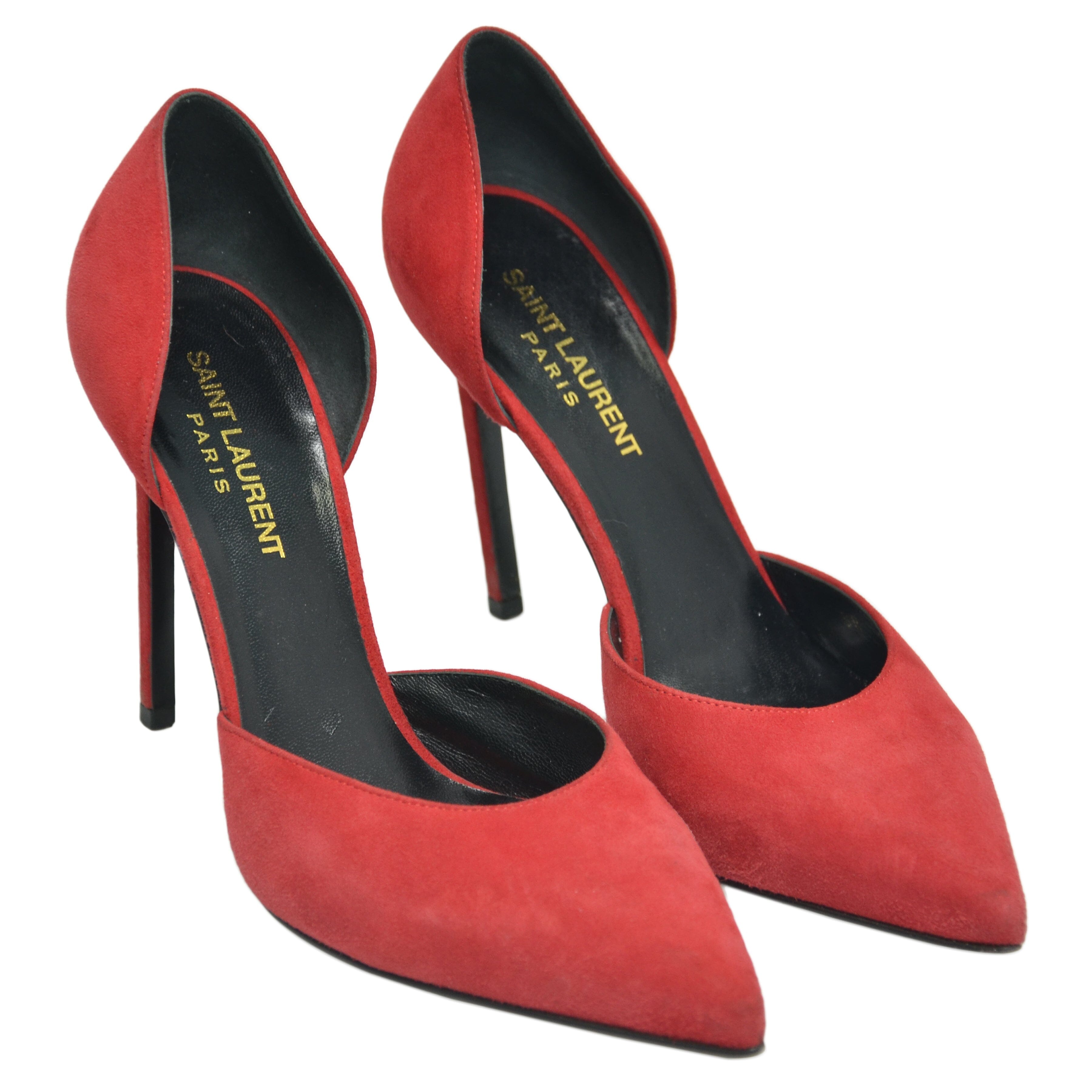 Red D'Orsay Pointed Toe Pumps