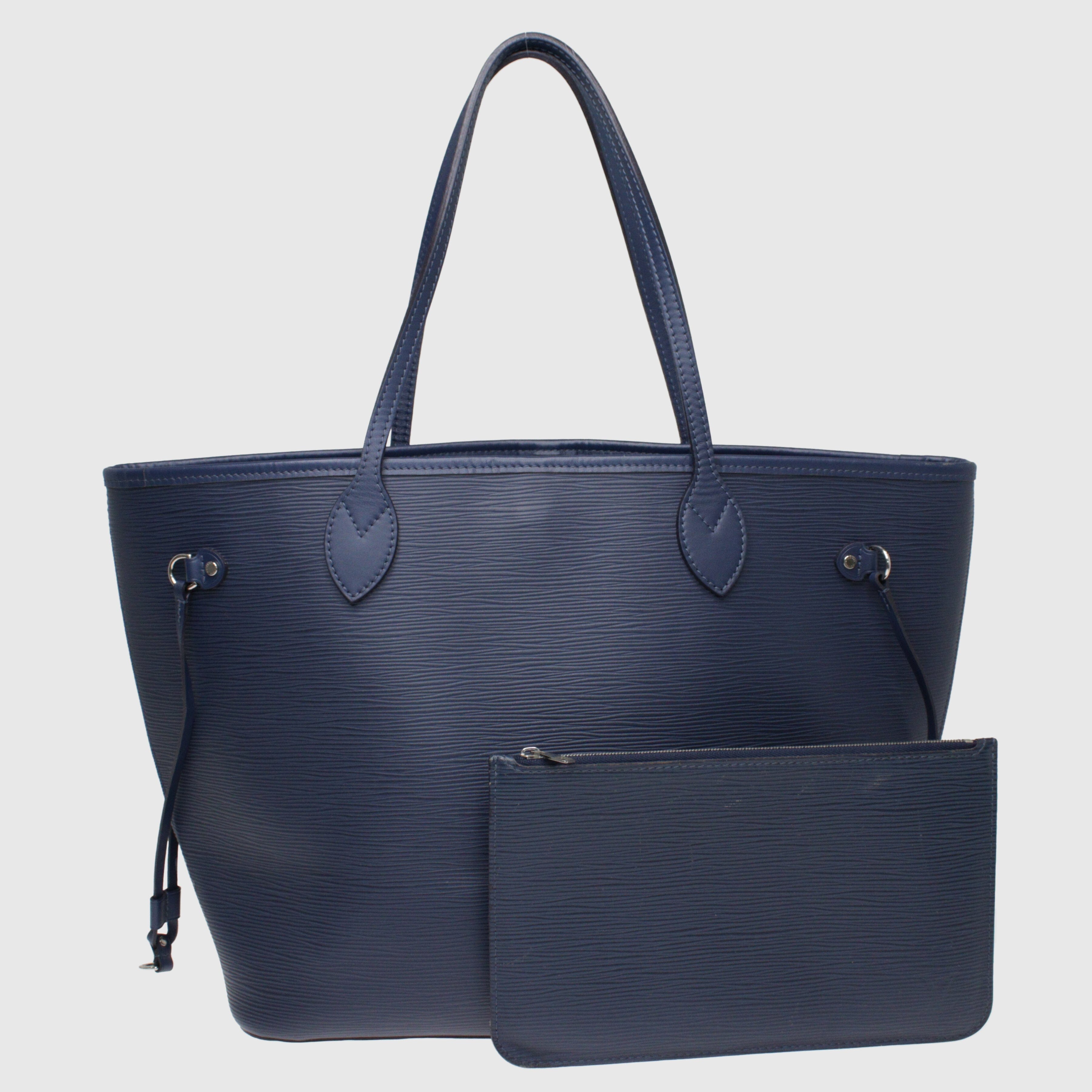 Blue Neverfull MM Tote Bag w Pouch