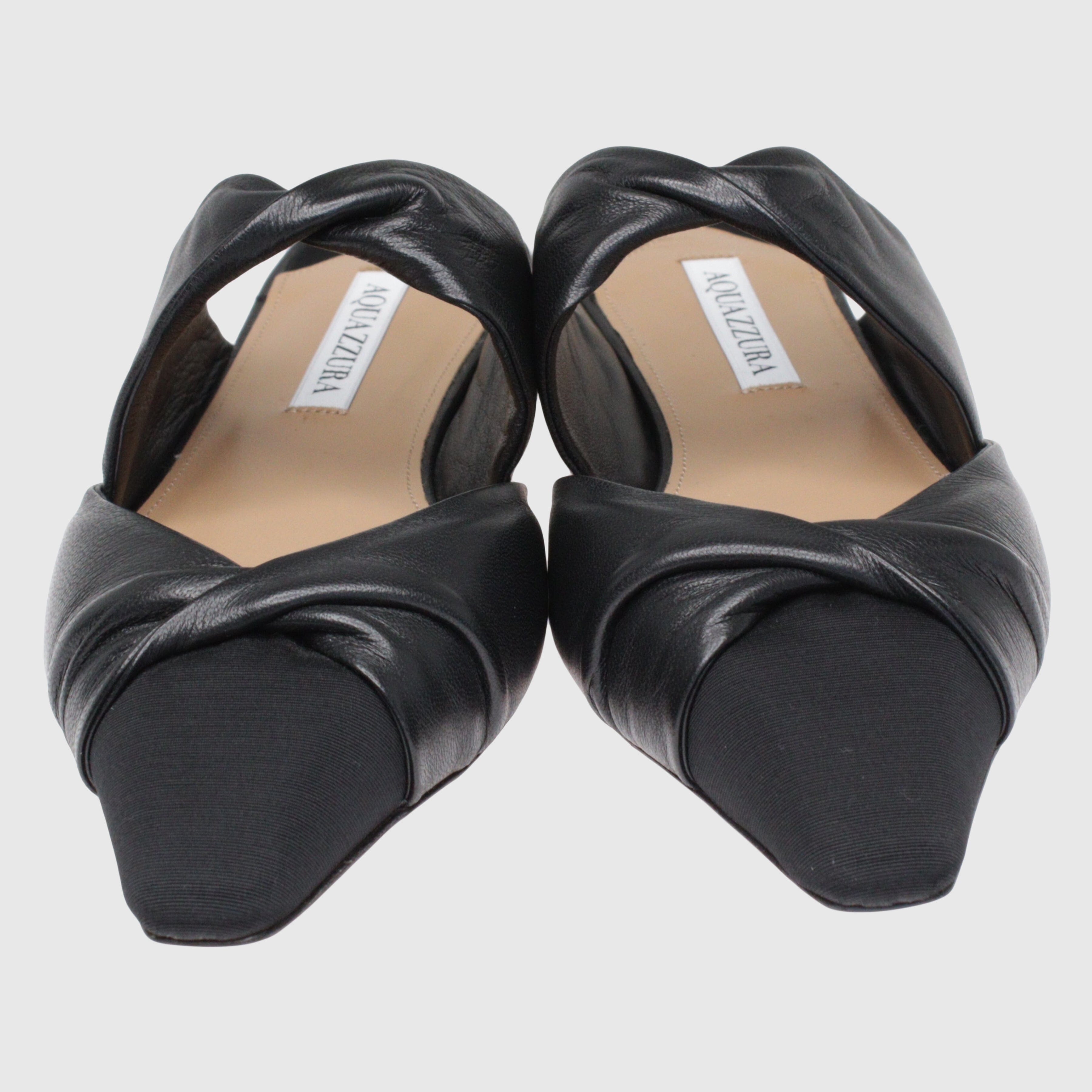 Black Twist Detailed Slip-On Mules Shoes Aquazzura 