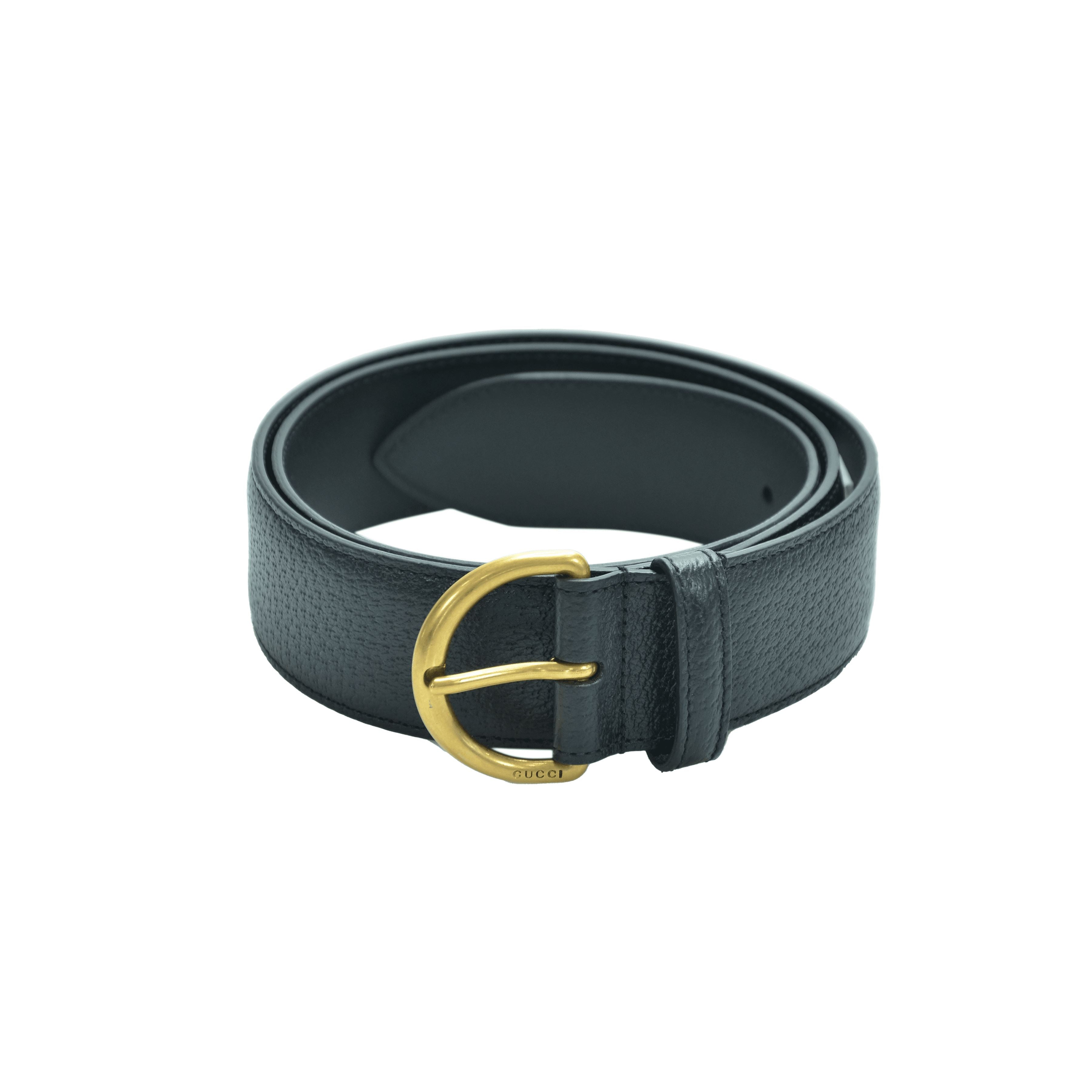 Burberry Black Leather Belt With Gold Buckle Accessories Burberry 