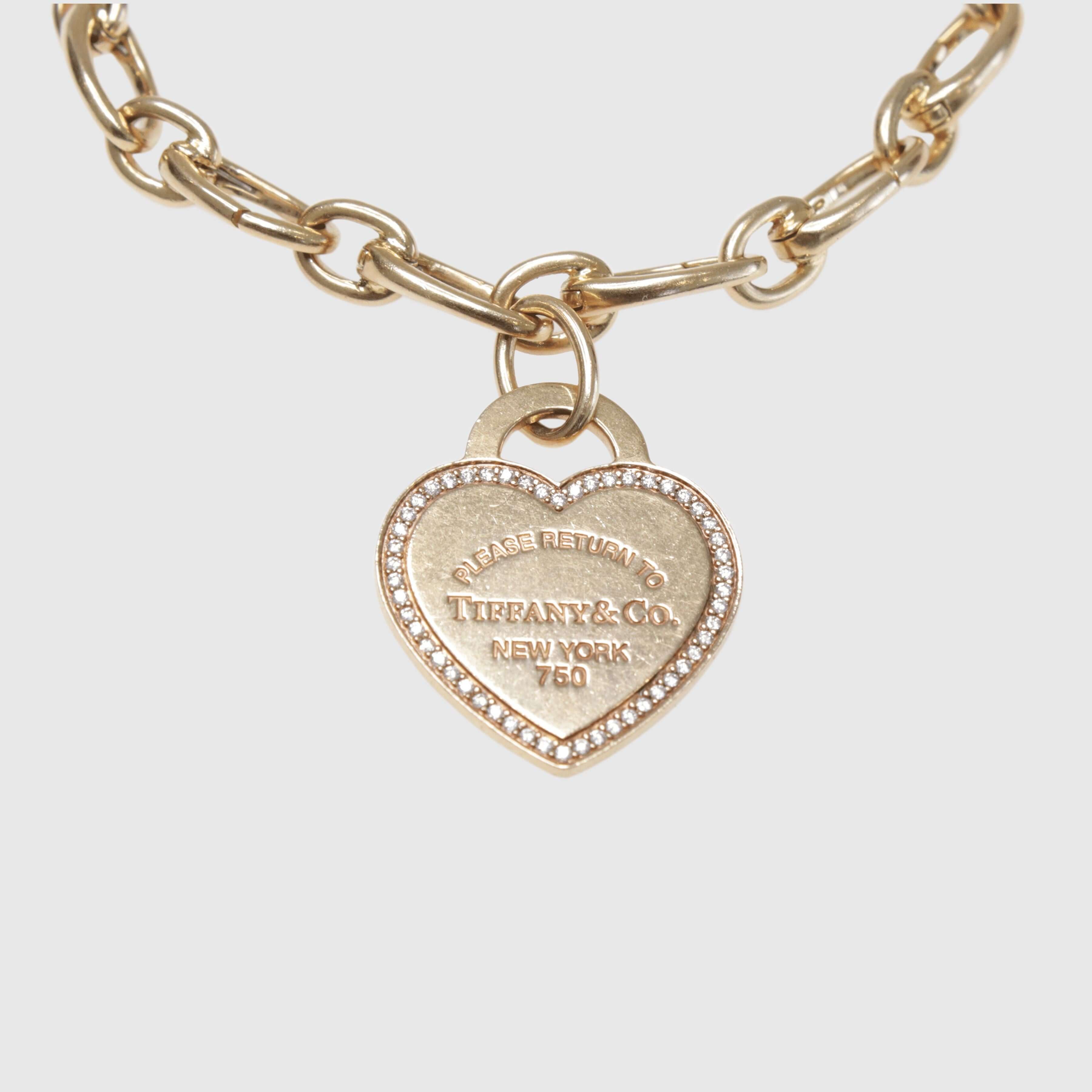 18K Rose Gold/Diamond Return to Tiffany Heart Tag Bracelet Fine Jewelry Tiffany & Co 