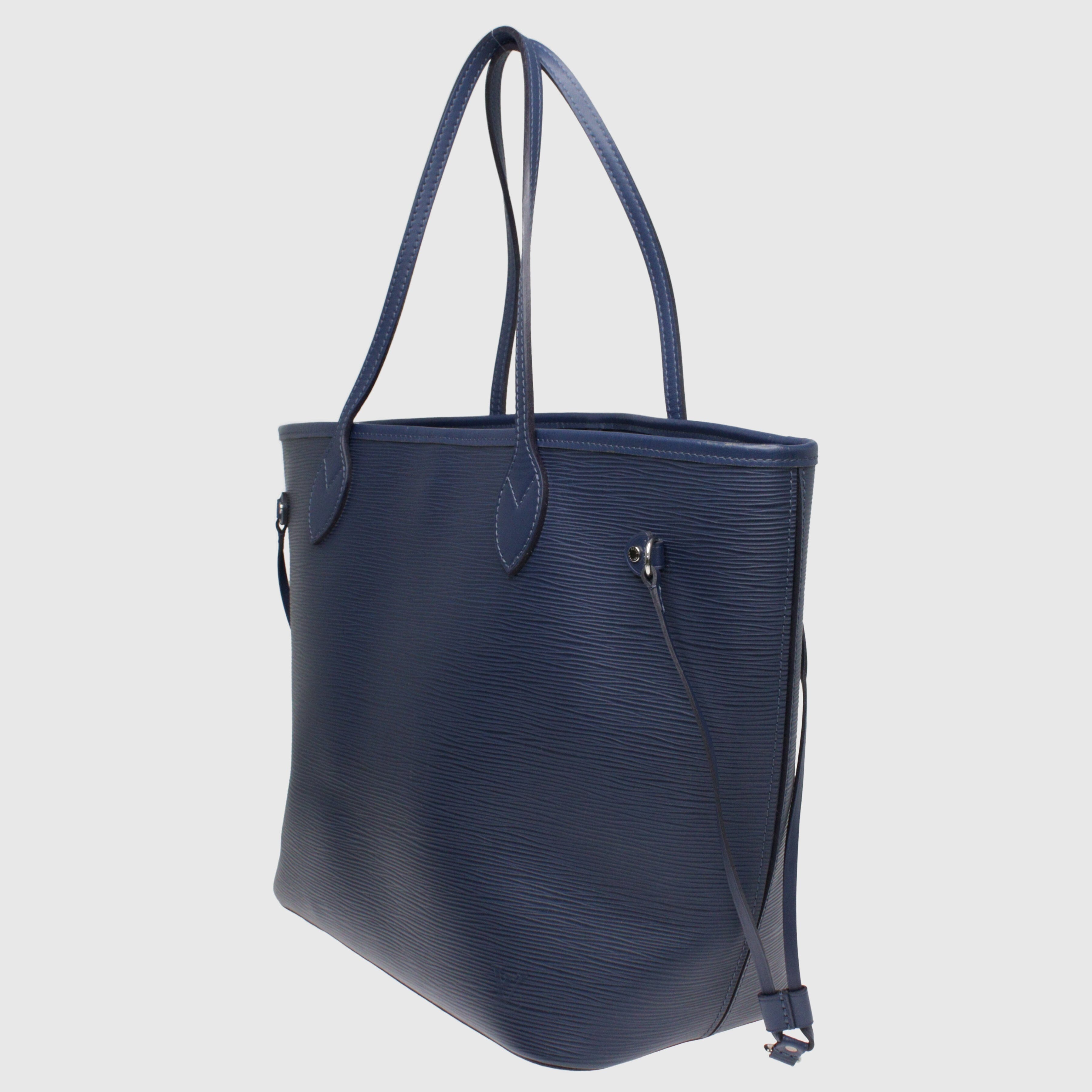 Blue Neverfull MM Tote Bag w/ Pouch