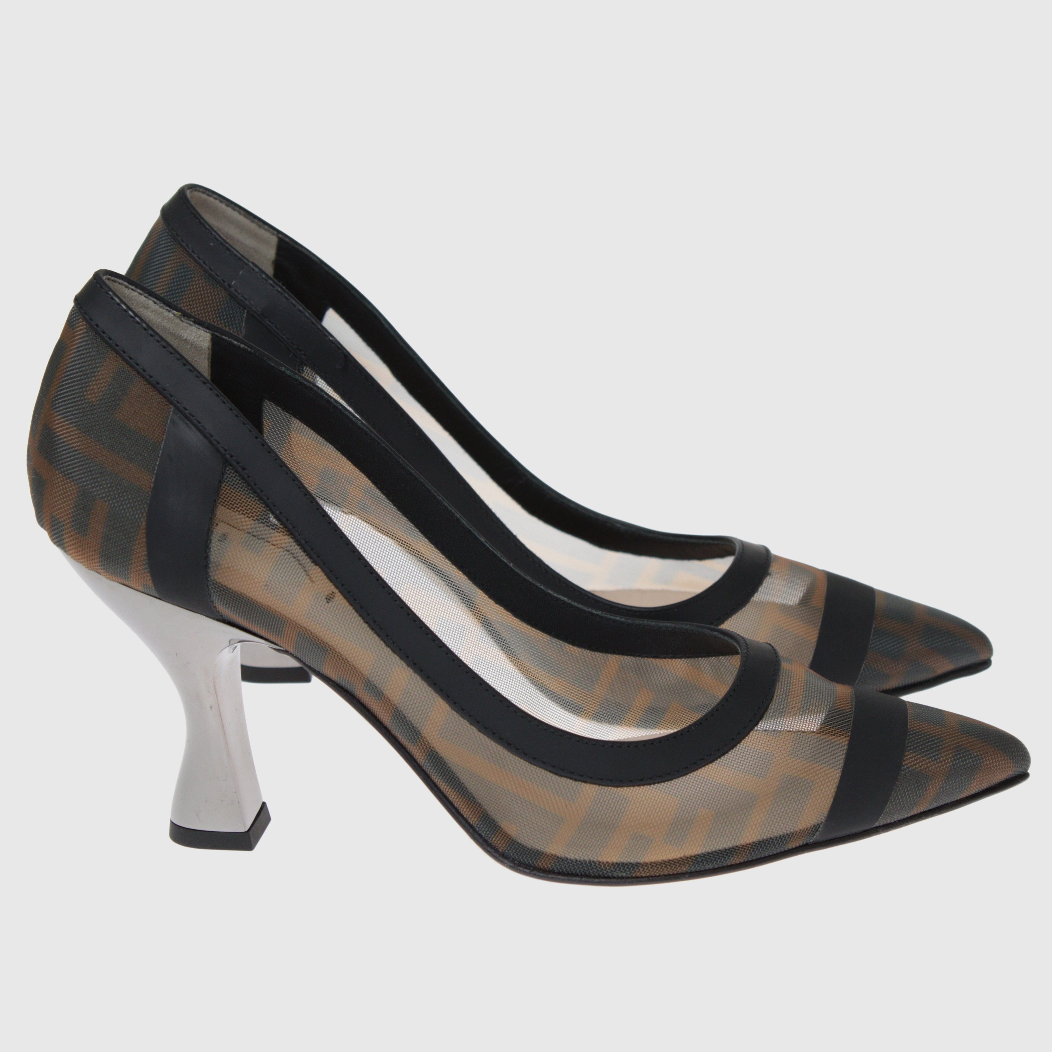 Brown/Black FF Zucca Colibri Mesh Pumps