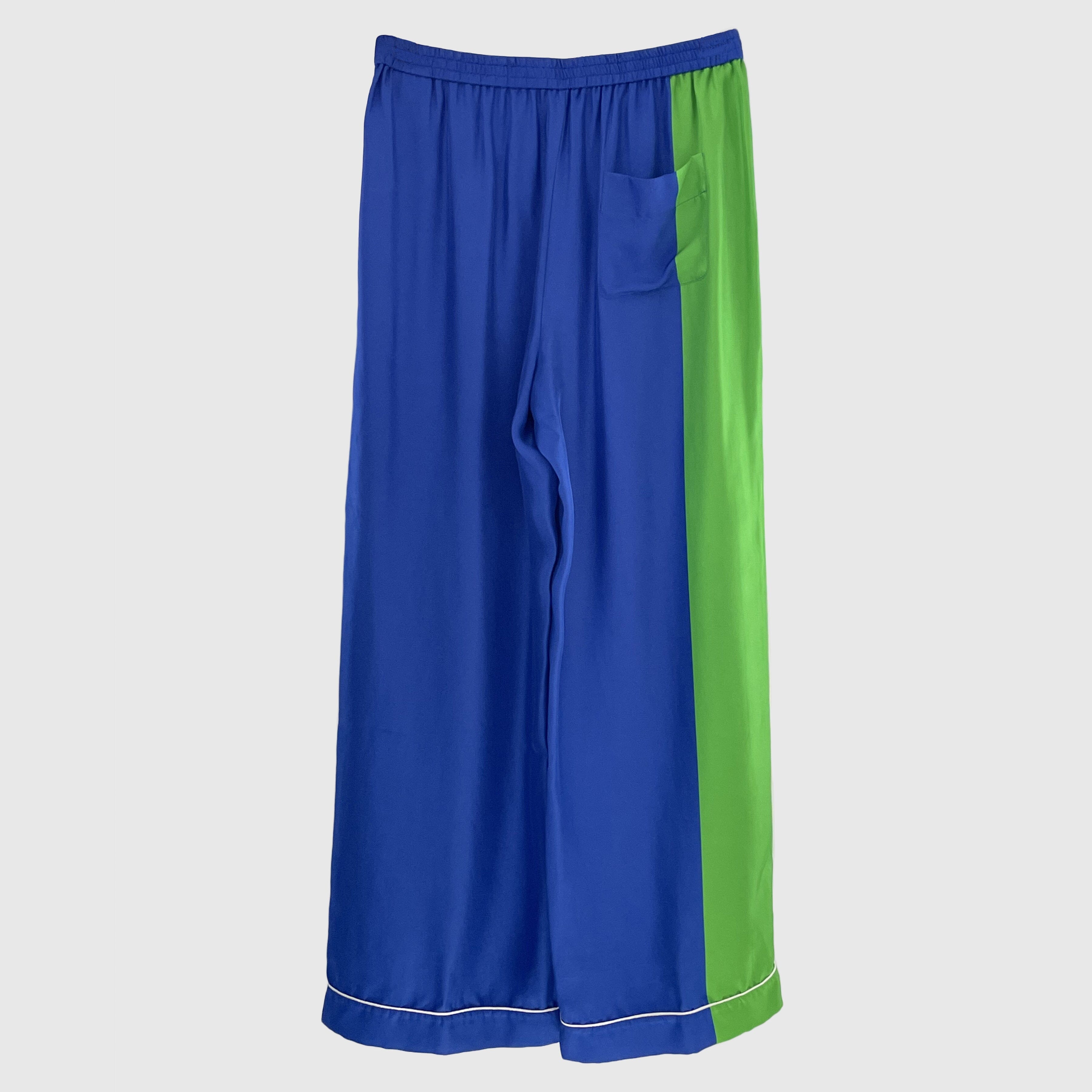 Blue/Green Elastic Waist Trouser