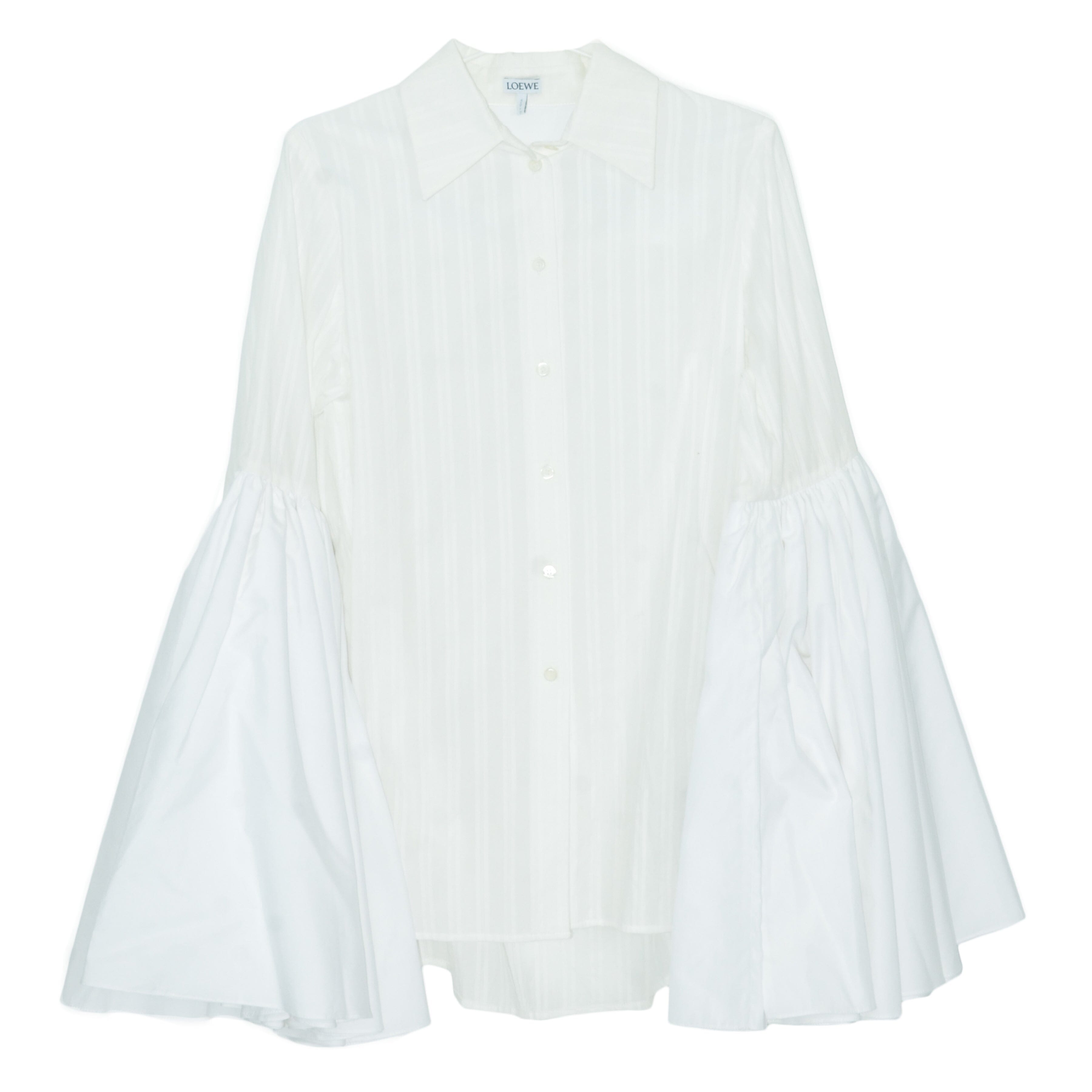 White Bell Sleeve Poplin Shirt