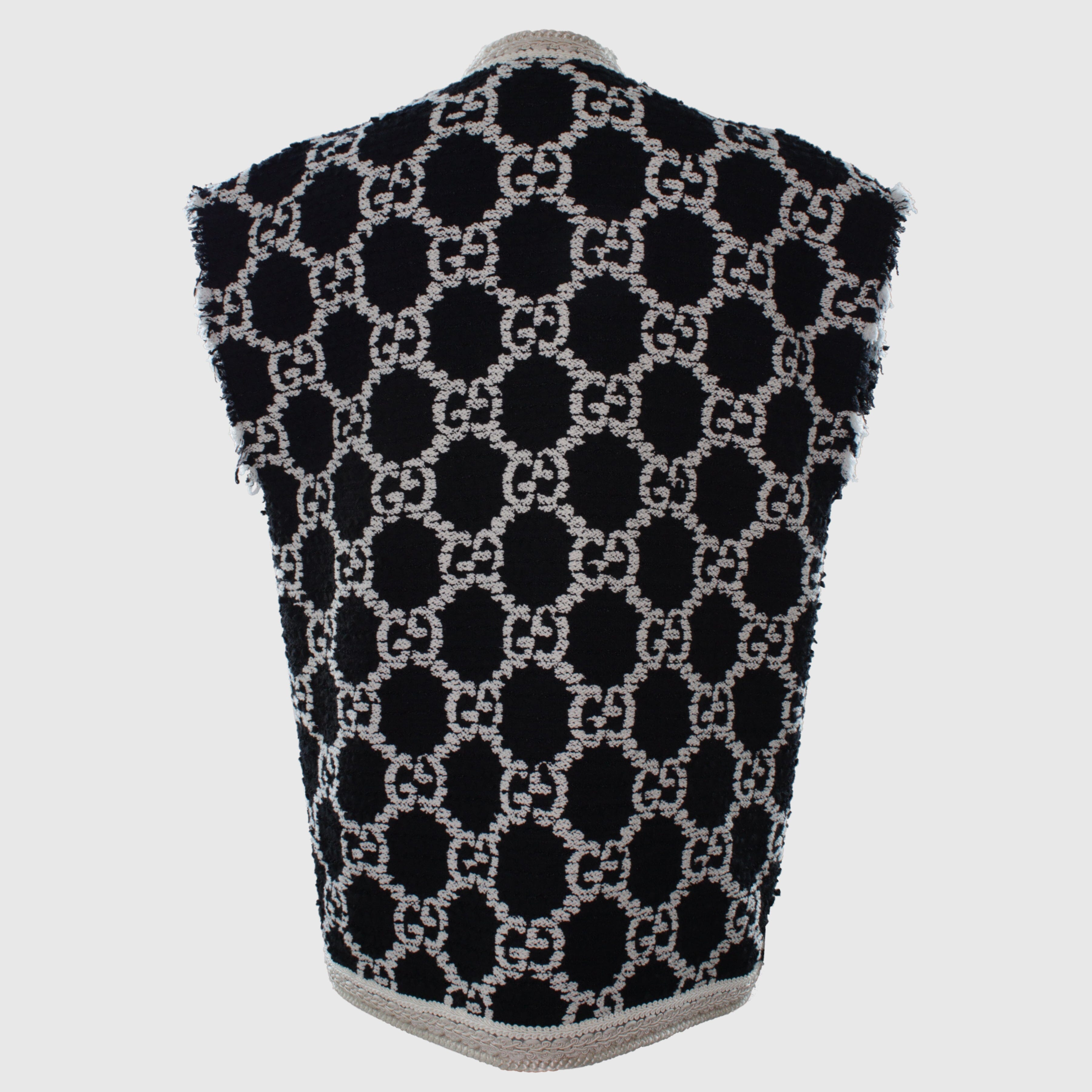 Black/White GG Tweed Sleeveless Vest and Skirt Set