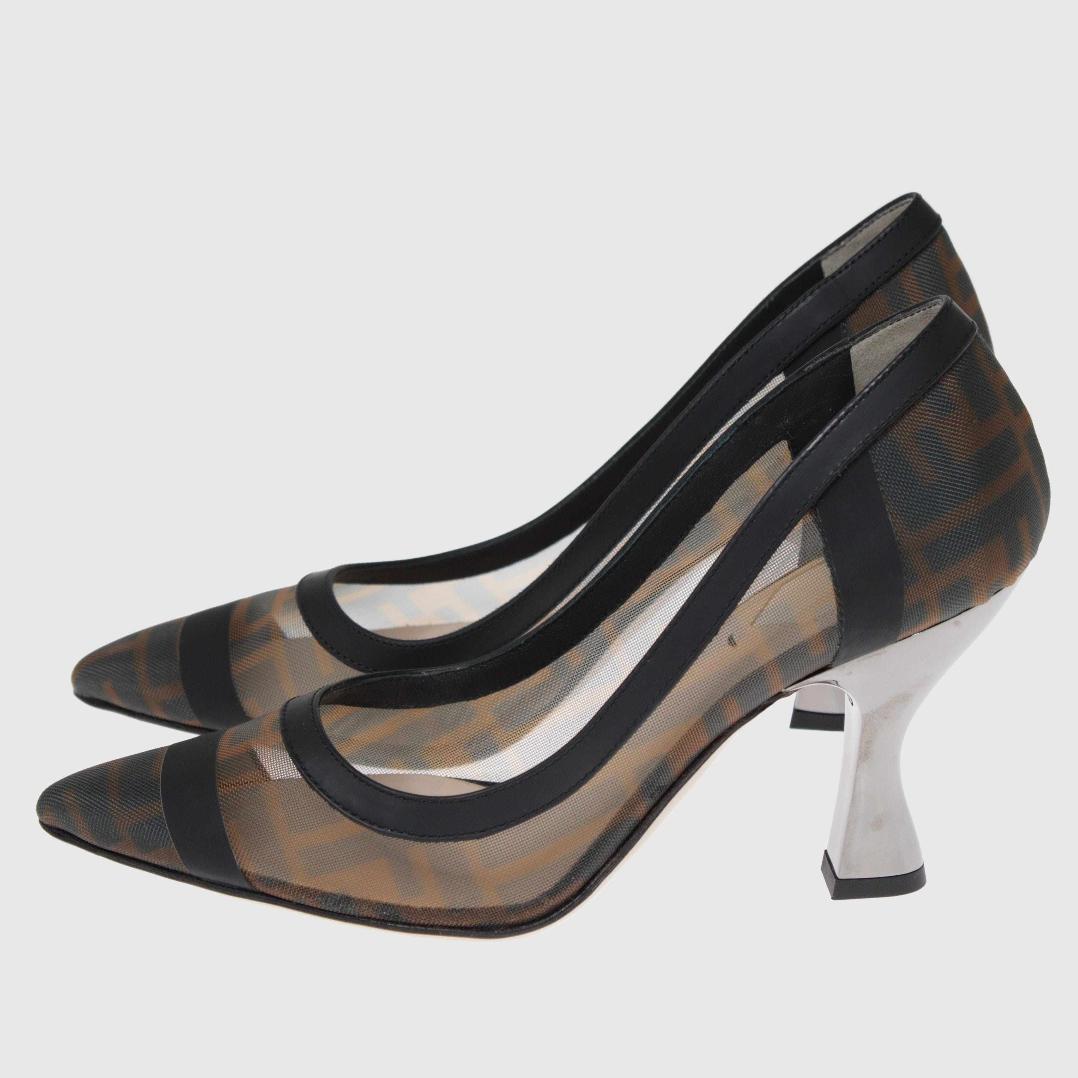 Brown/Black FF Zucca Colibri Mesh Pumps