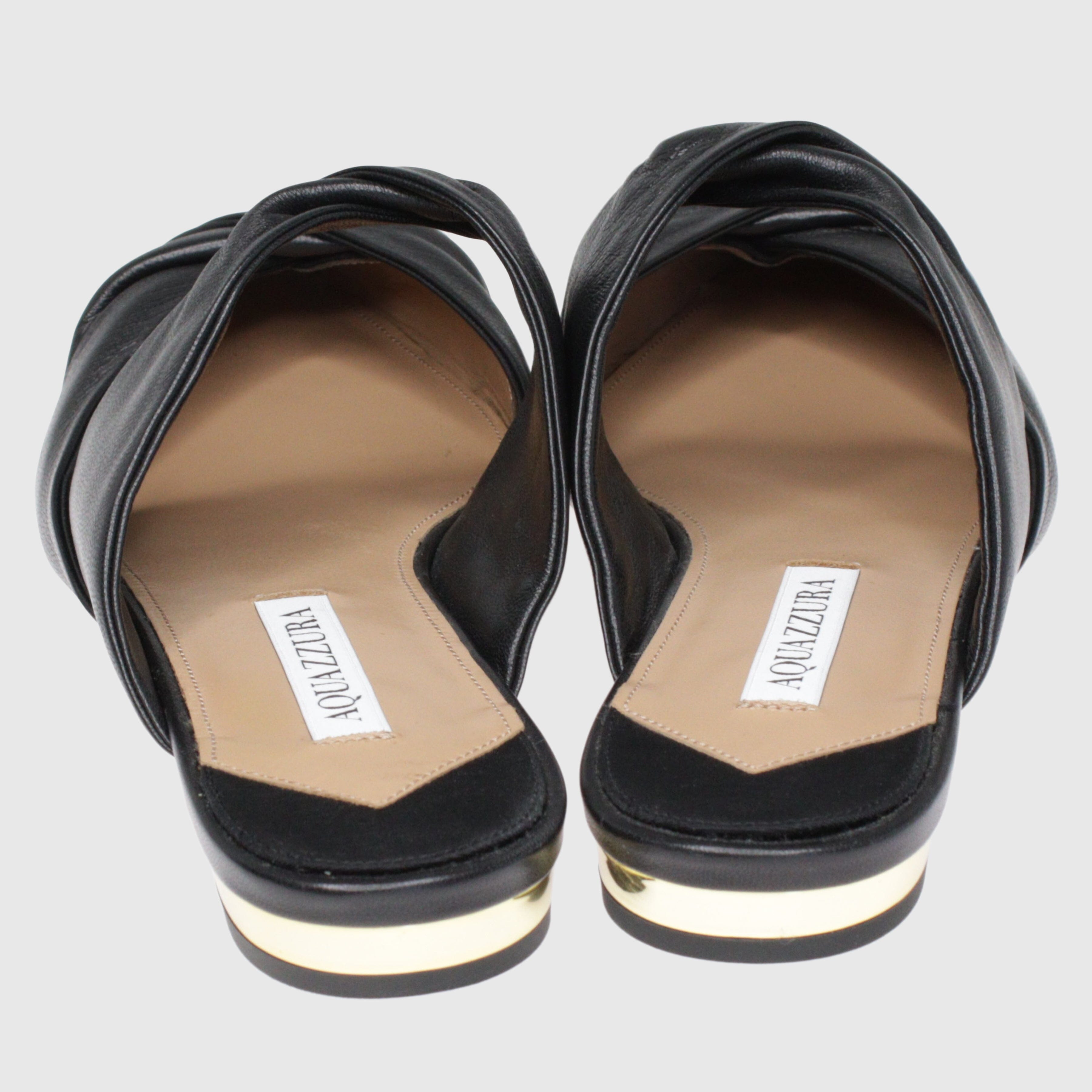 Black Twist Detailed Slip-On Mules Shoes Aquazzura 