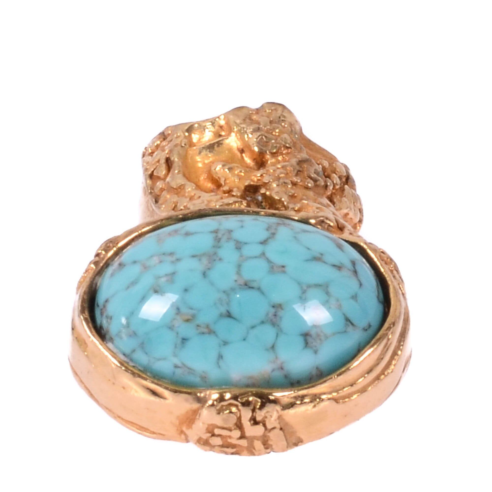 Saint Laurent Pastel Blue YSL Arty Gold Ring