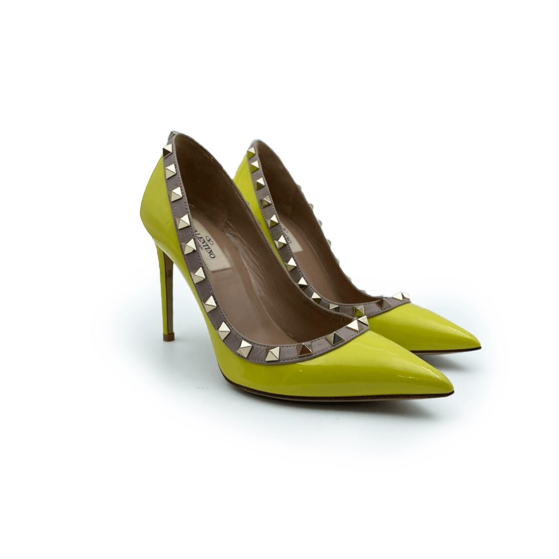 Valentino Garavani Yellow Patent Leather Pumps Heels Shoes Valentino 