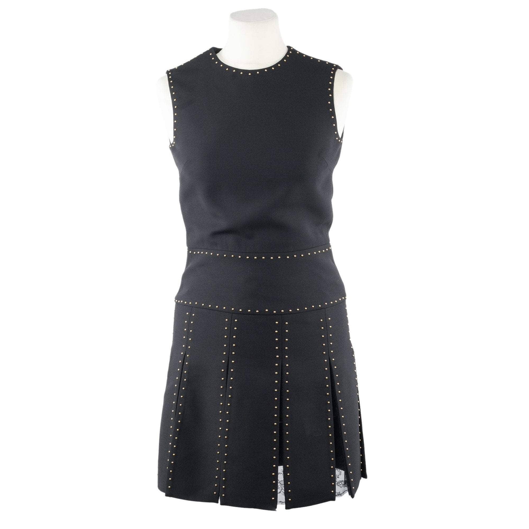 Valentino Black Lace Stud Embellished Paneled Dress