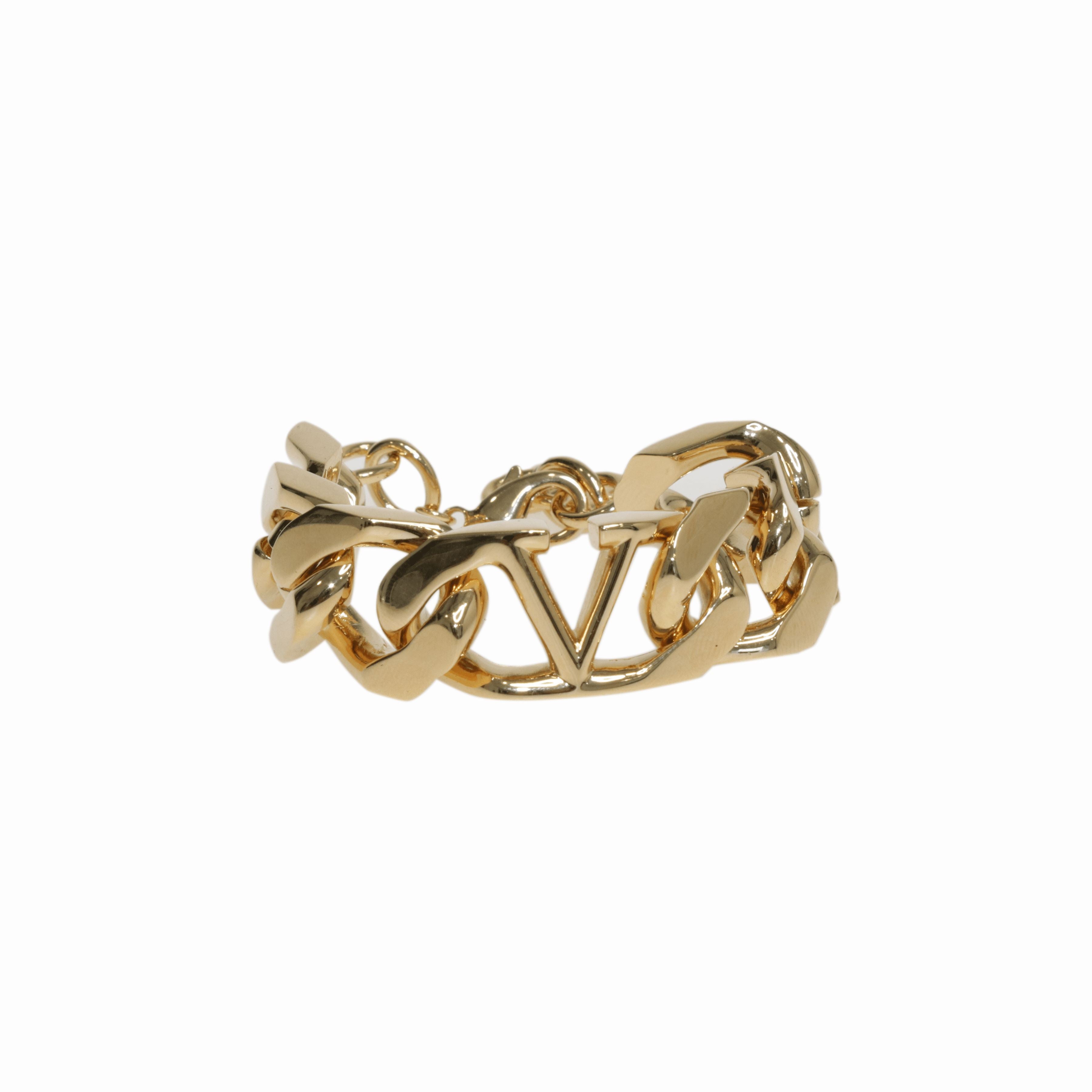 Gold V Logo Chain Metal Bracelet Clothing Valentino 
