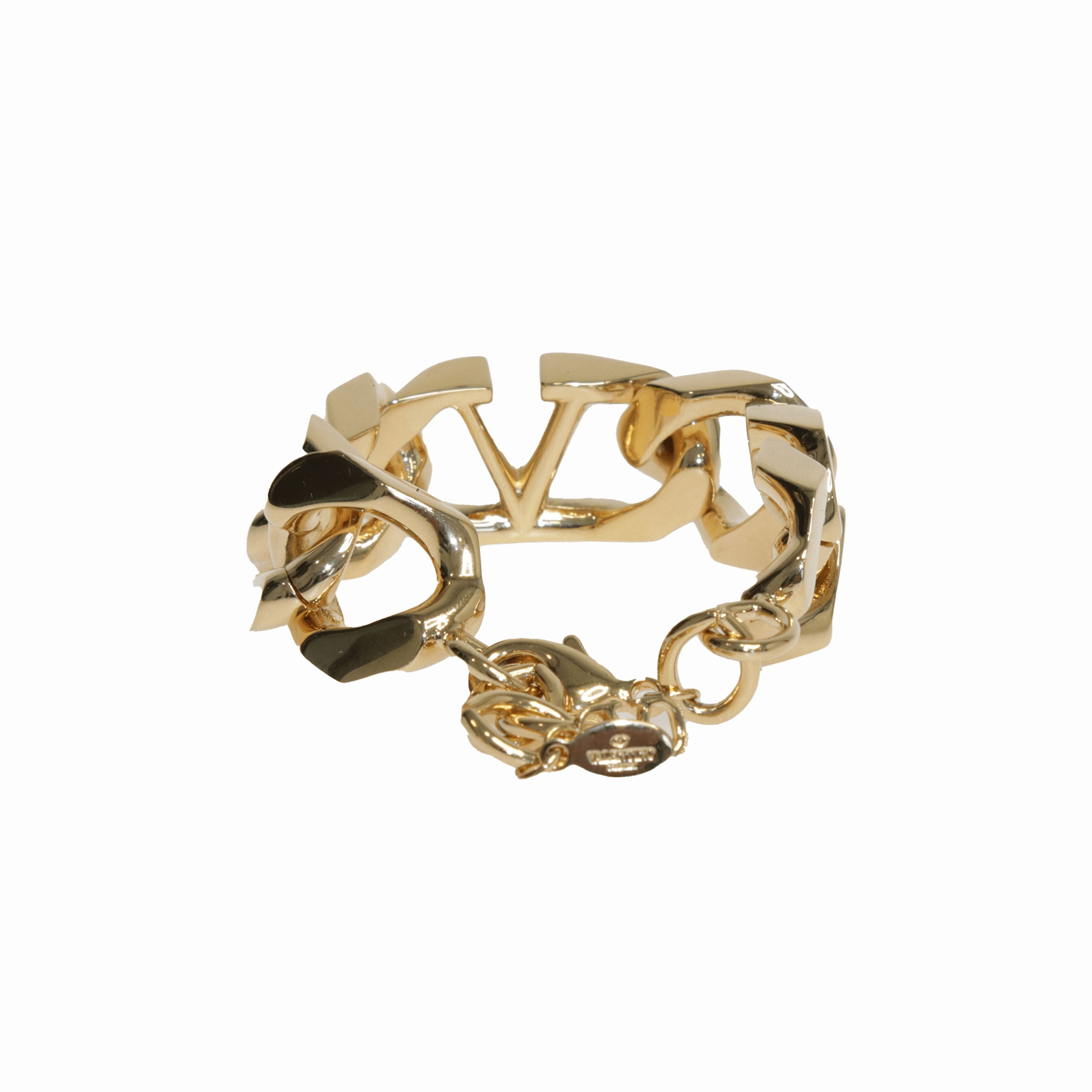 Gold V Logo Chain Metal Bracelet Clothing Valentino 